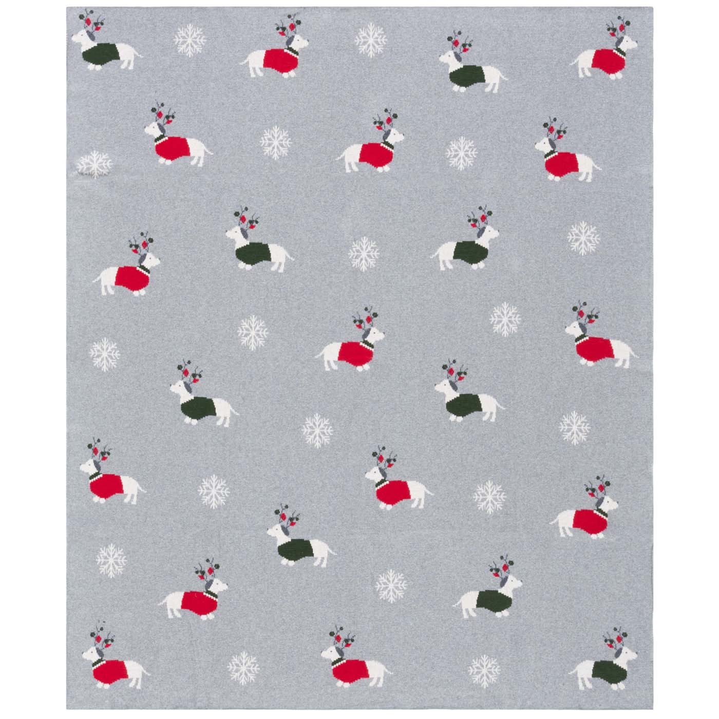 Sleighbells Throw Blanket | Safavieh - HOL2012 - Grey / Red