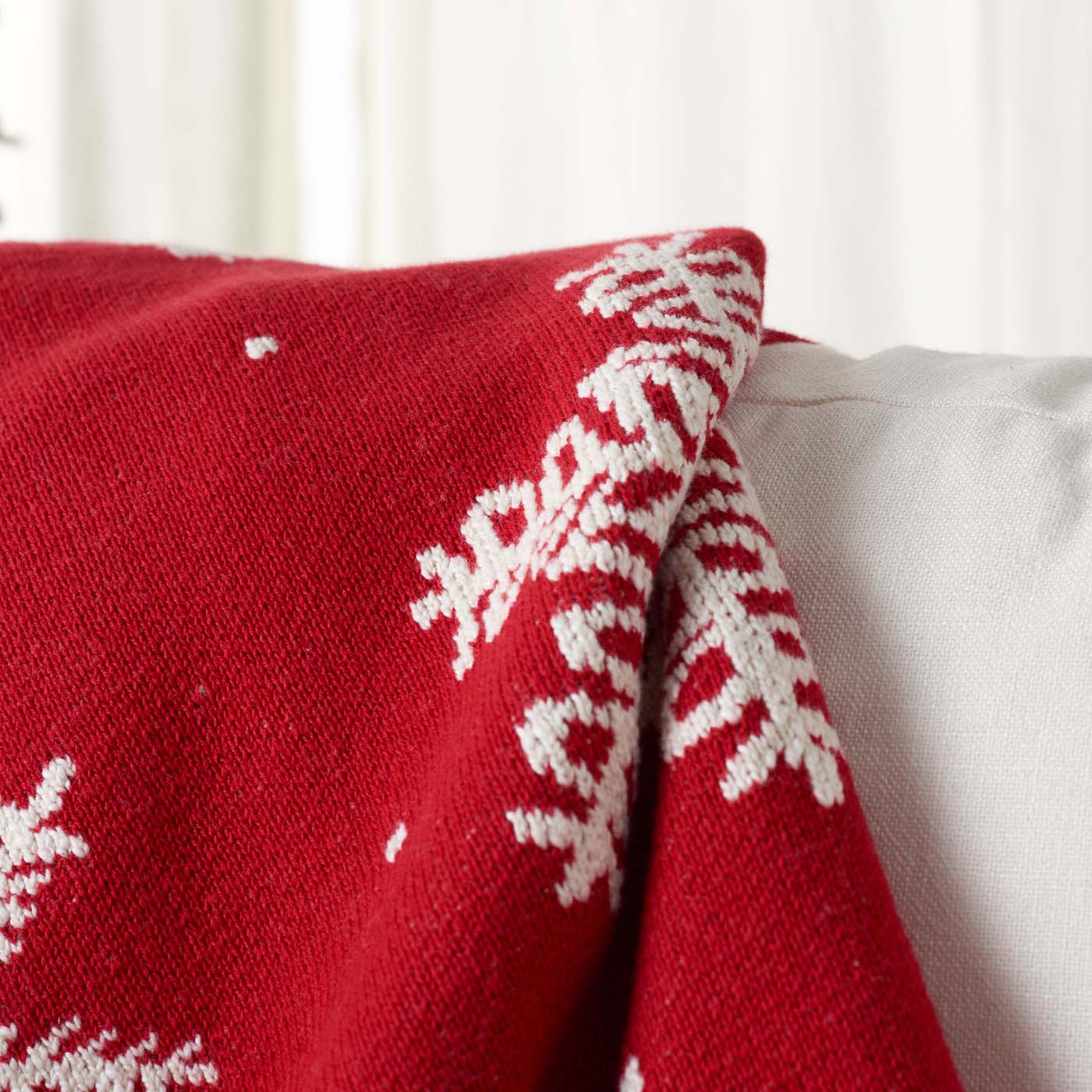 Holiday Snow Throw Blanket | Safavieh - HOL2014 - Red / White