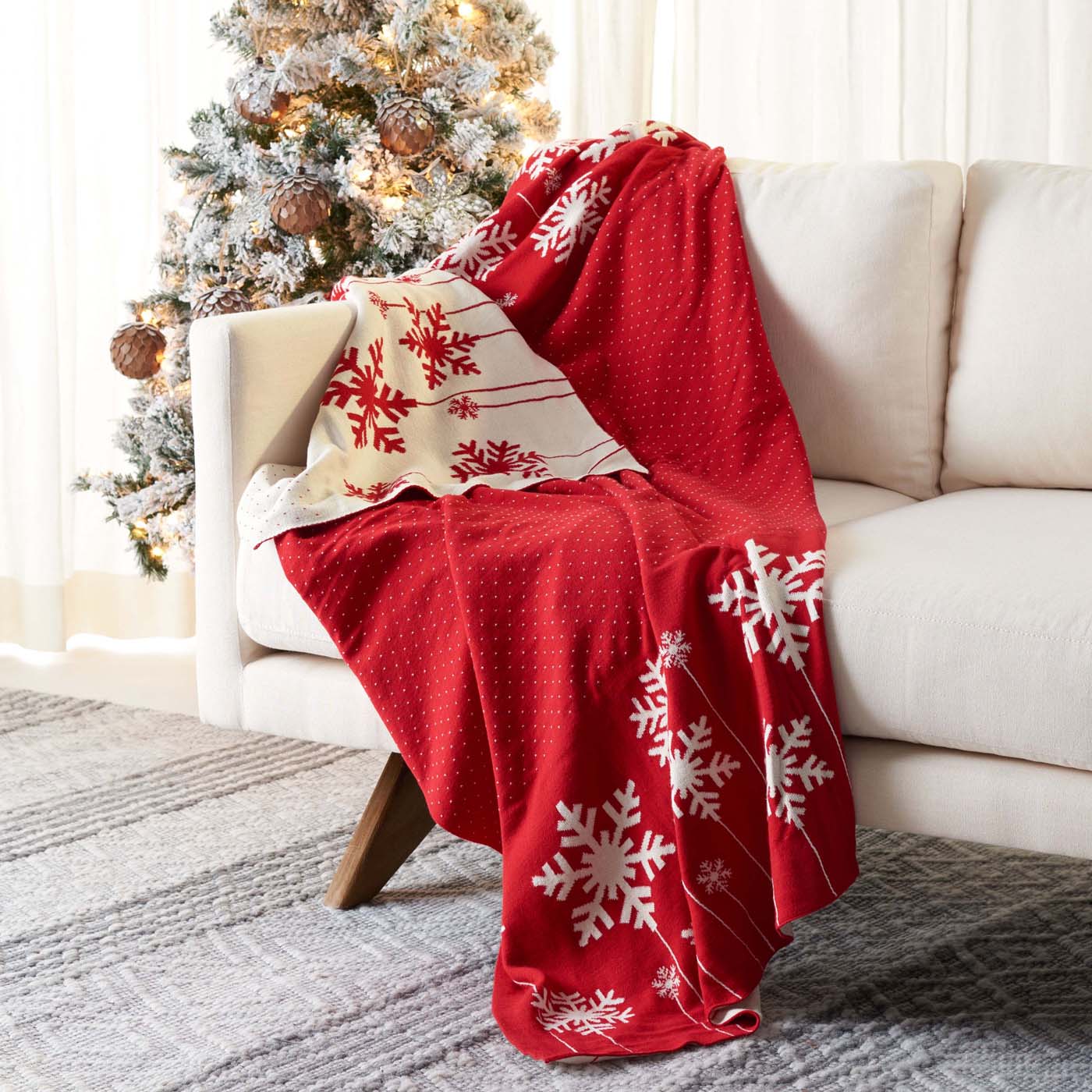 Frosty Throw Blanket | Safavieh - HOL2015 - Red / White