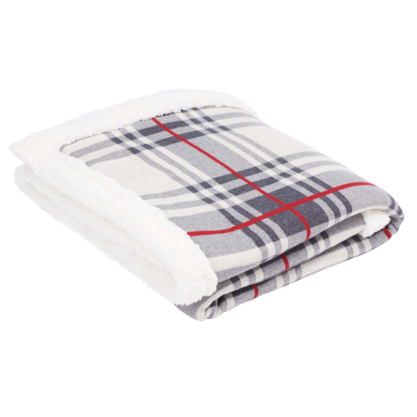 Ribbon Throw Blanket | Safavieh - HOL2017 - Grey / Red