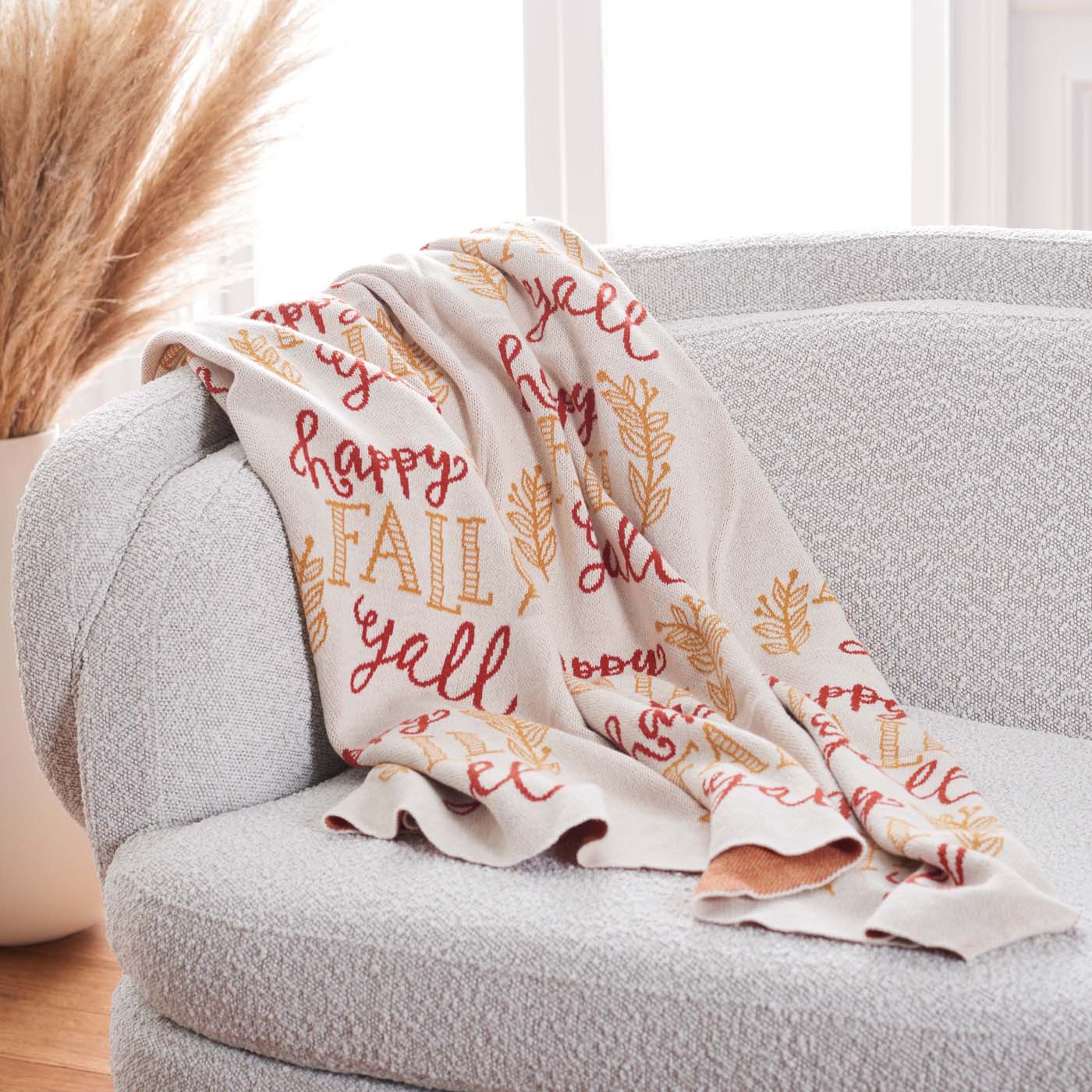 Happy Fall Throw Blanket | Safavieh - HOL2501 - Orange