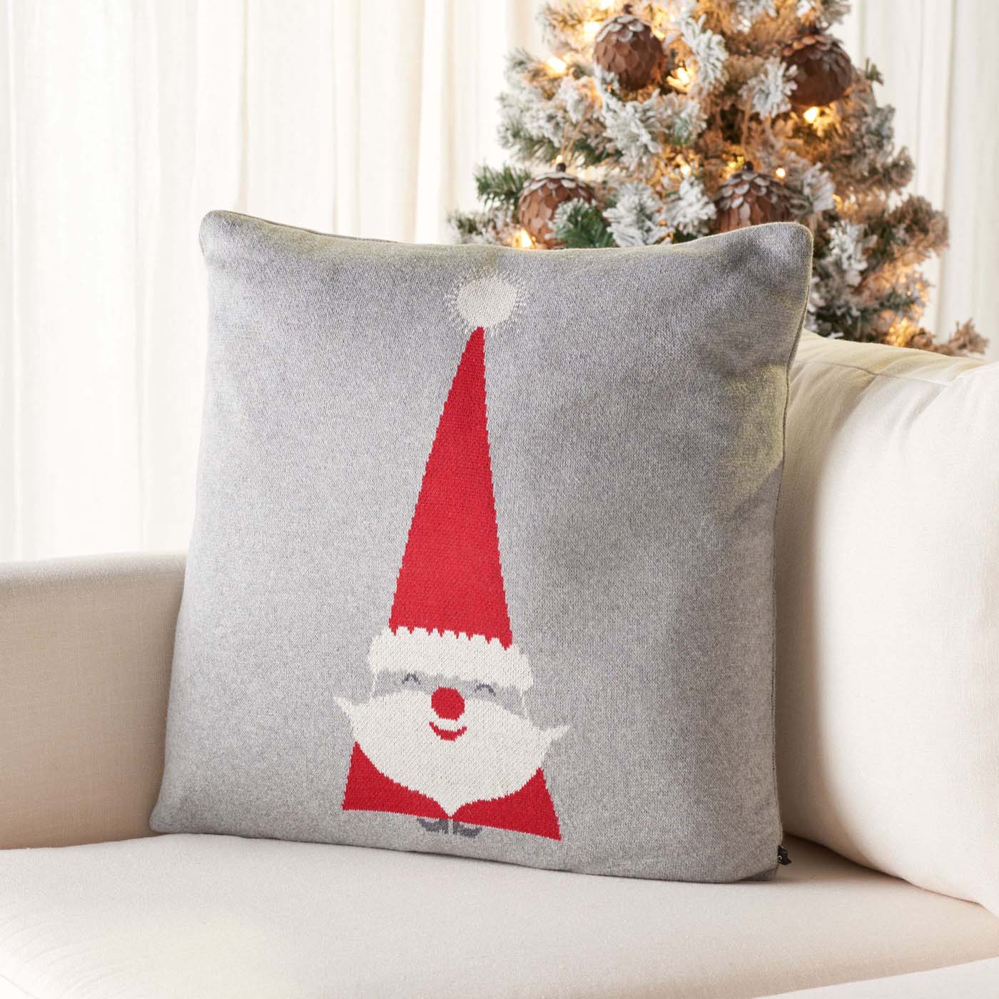 Sugarplum Elf Pillow | Safavieh - HOL3013 - Grey / Red