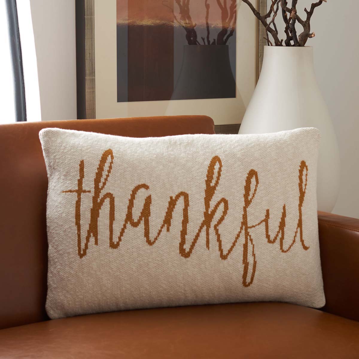 Thankful Pillow | Safavieh - HOL3201 - Beige / Mustard