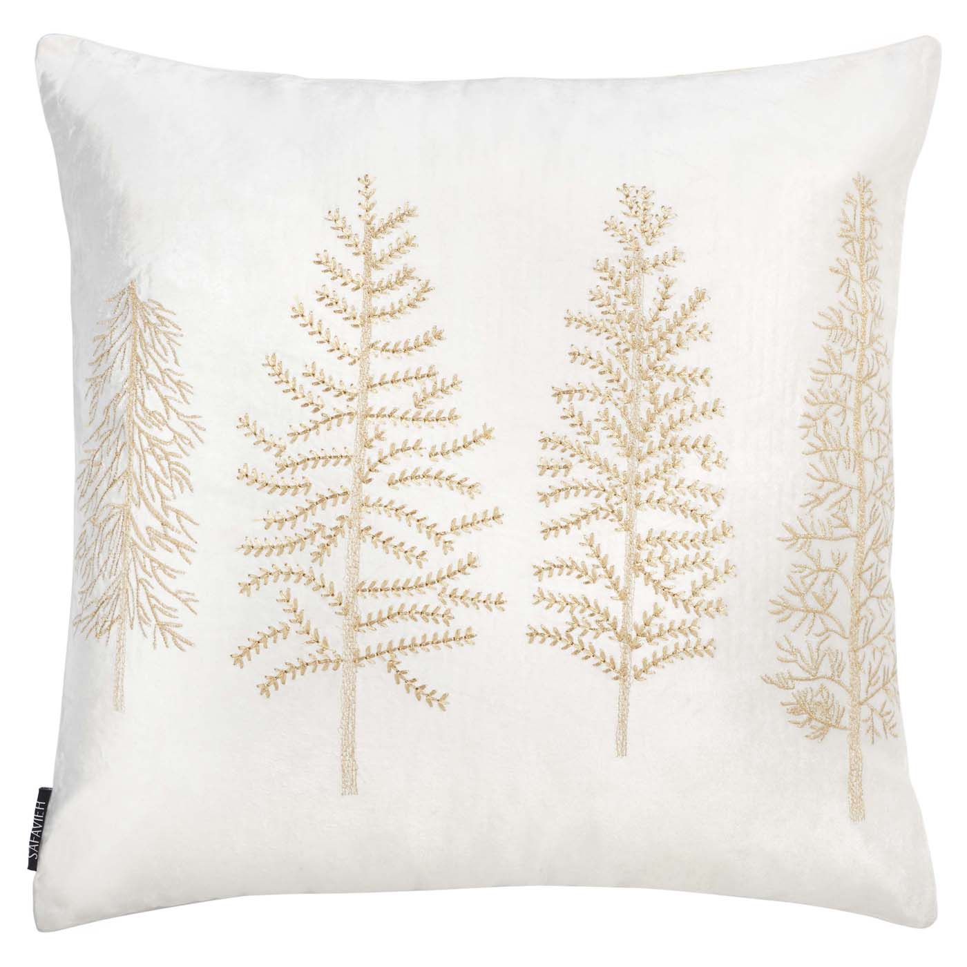 Seasons Tree Pillow | Safavieh - HOL4000 - White / Gold