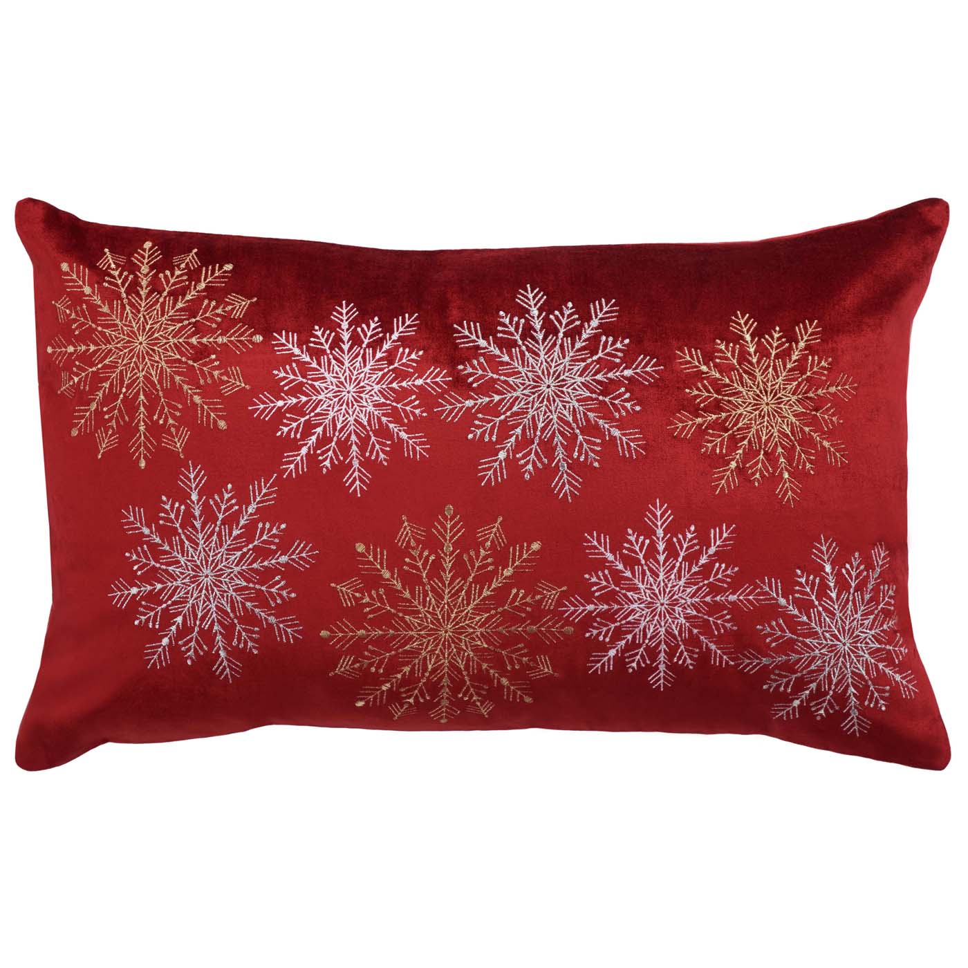 Cinthia Snowflake Pillow | Safavieh - HOL4002 - Red / Silver