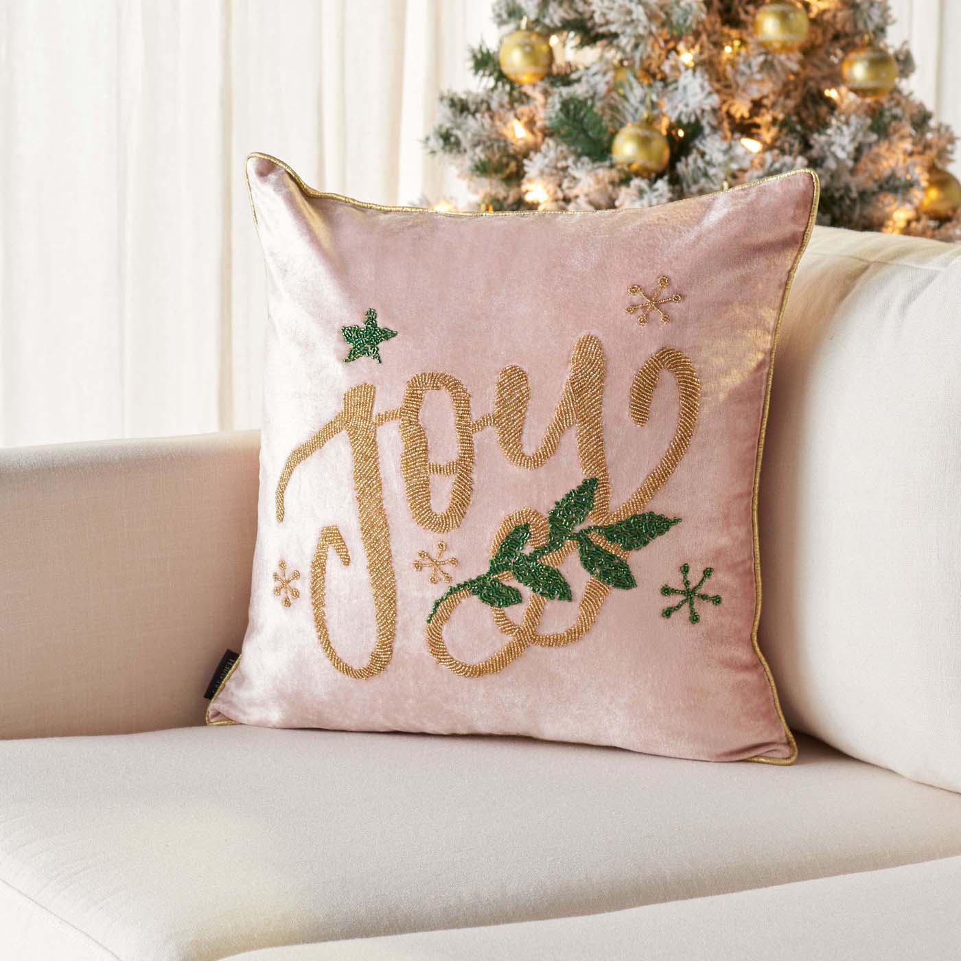 Jiminy Joy Pillow | Safavieh - HOL4011 - Gold / Pink