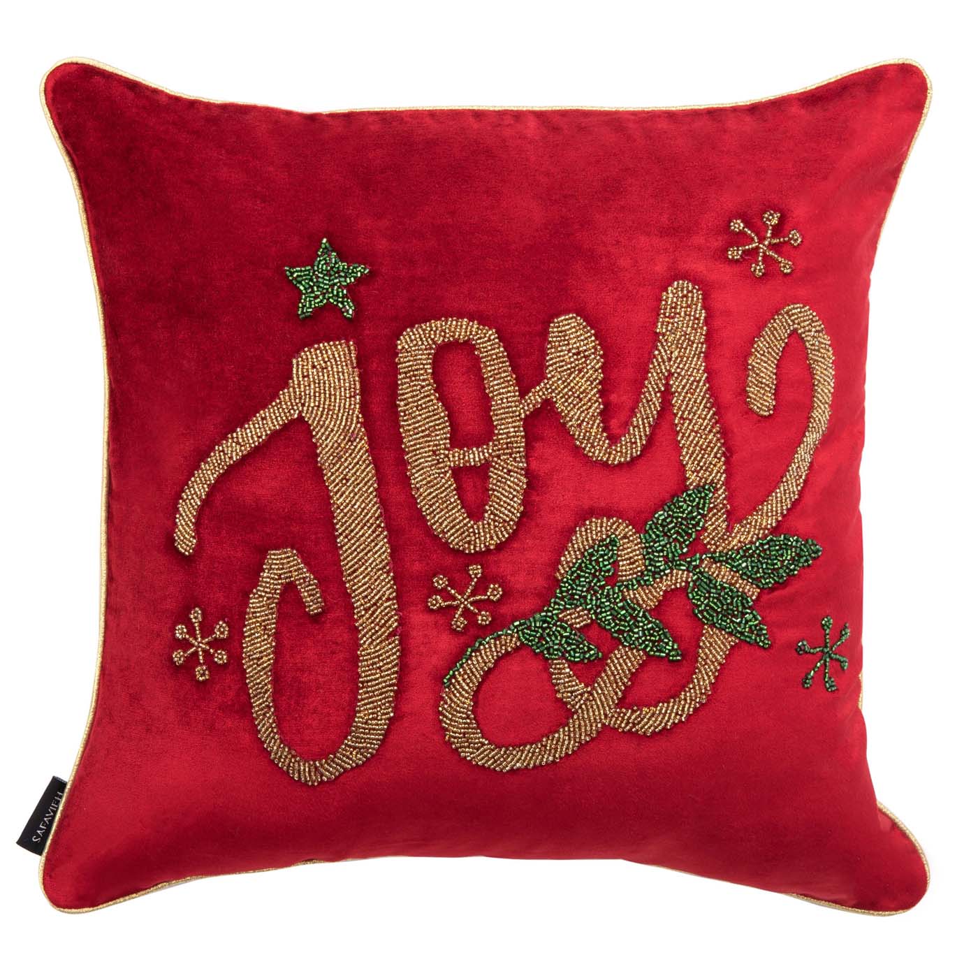 Jiminy Joy Pillow | Safavieh - HOL4011 - Red / Gold