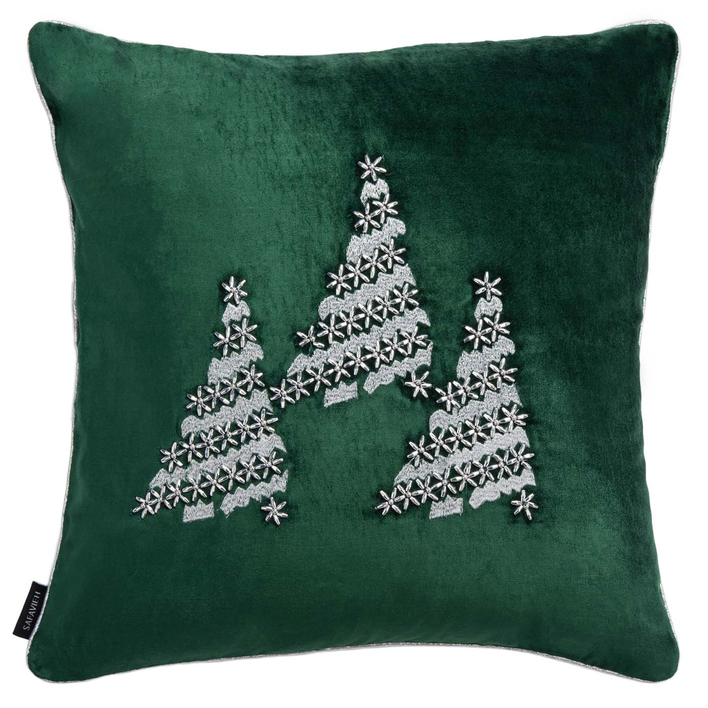 Winter Tree Pillow | Safavieh - HOL4012- Green / Silver