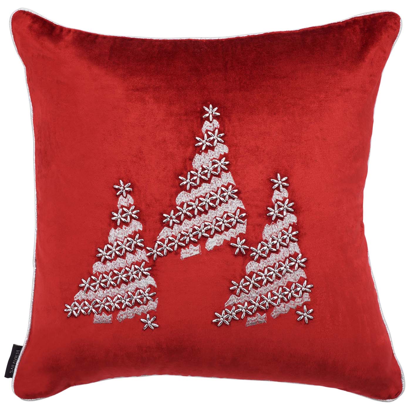 Winter Tree Pillow | Safavieh - HOL4012 - Red / Silver