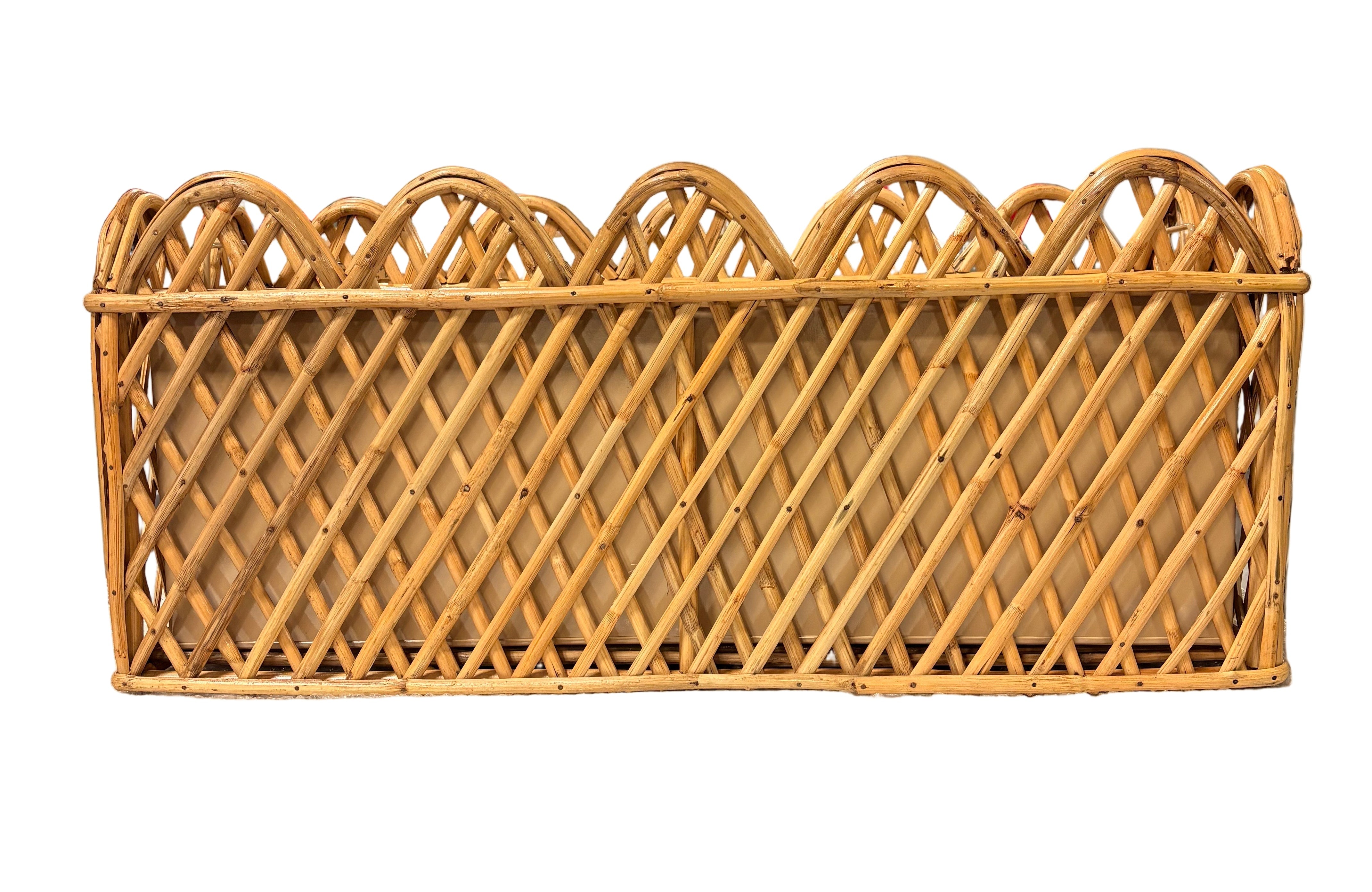 Jumbo Natural Rectangular Rattan Scalloped Planter