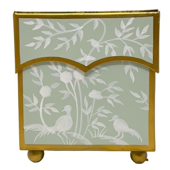Pale Green & White Chinoiserie Tissue Holder: Final Sale