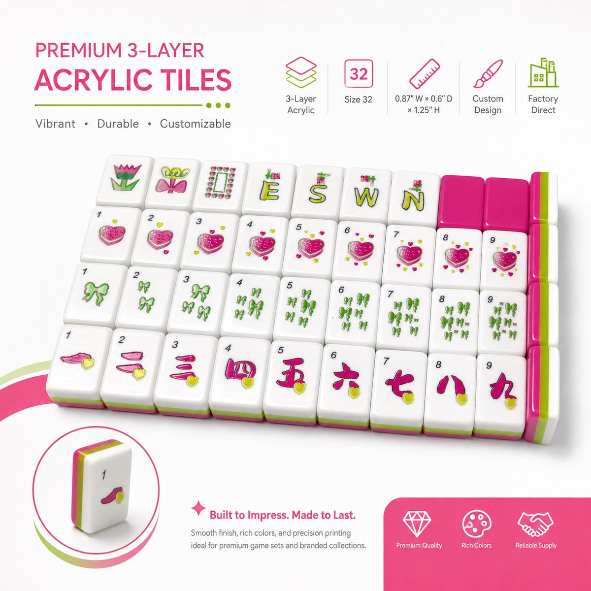 Love and Luck Mahjong Tile Set