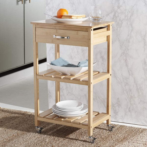 Corteau Kitchen Cart, KCH1900 | Safavieh - Natural 