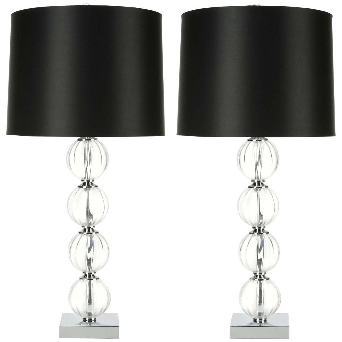 Safavieh Amanda 31 Inch H Crystal Glass Globe Lamp, LIT4006 - Black / Clear