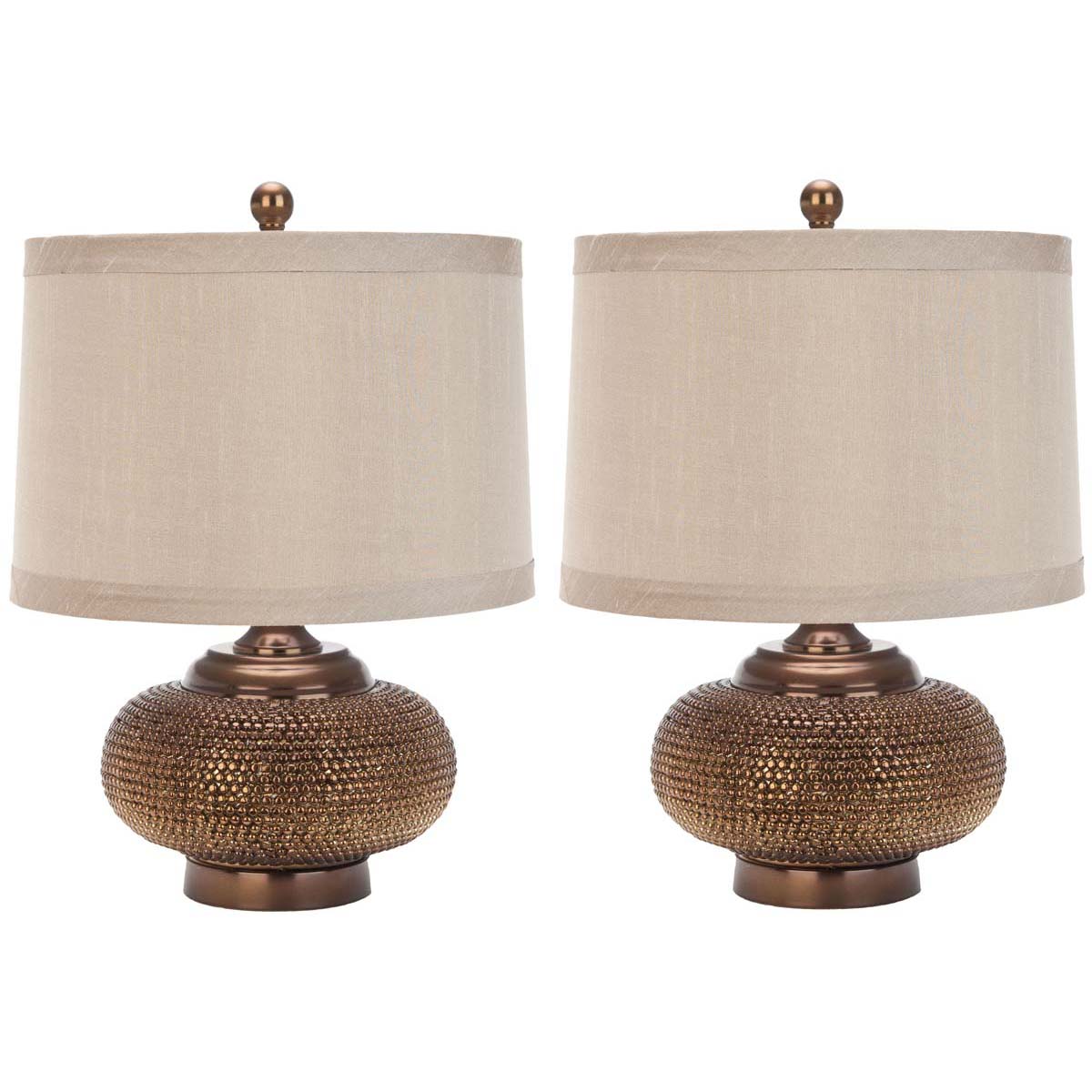 Safavieh Alexis 19 Inch H Gold Bead Lamp, LIT4016 - Copper (Set of 2)