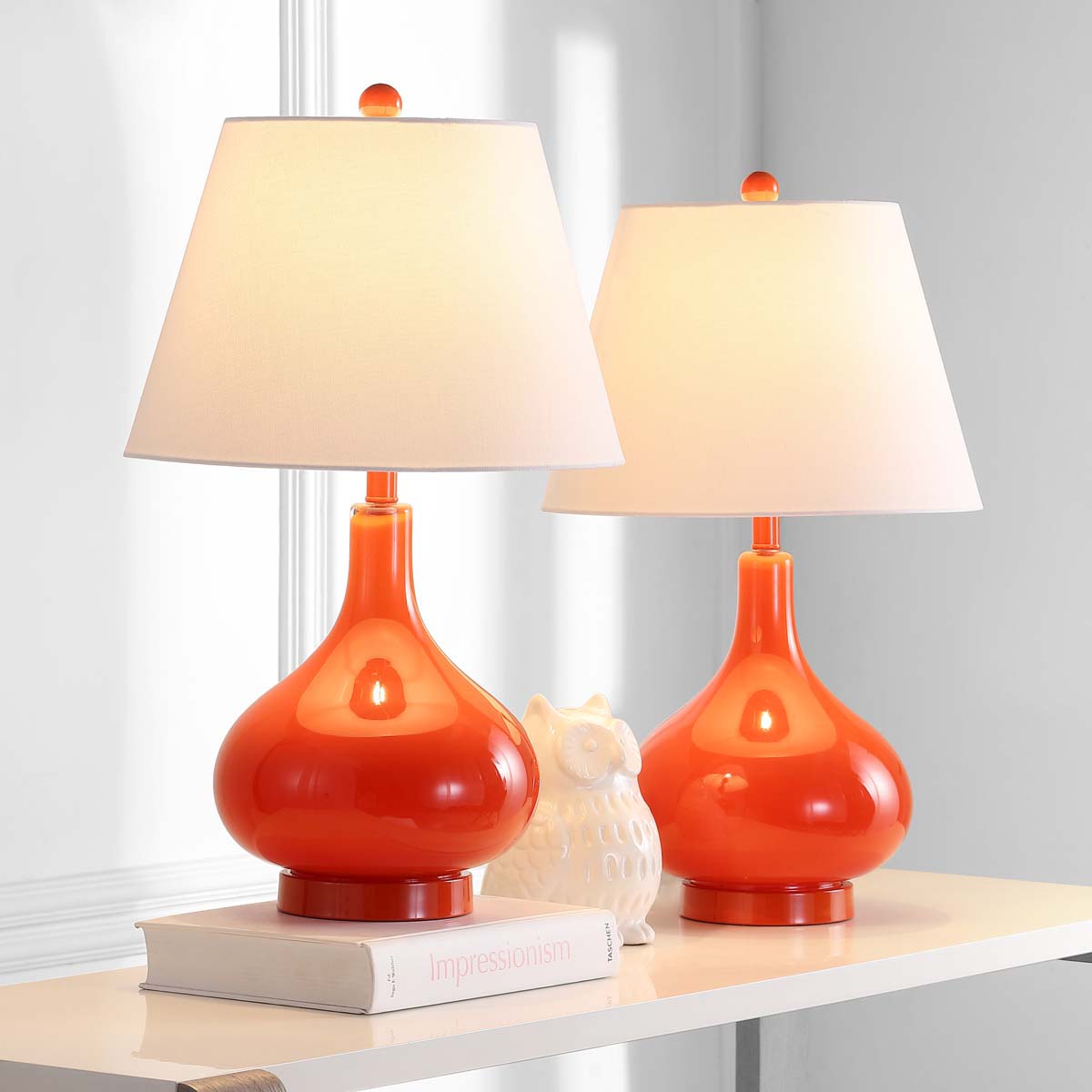 Safavieh Amy 24 Inch H Gourd Glass Lamp, LIT4087 - Blood Orange