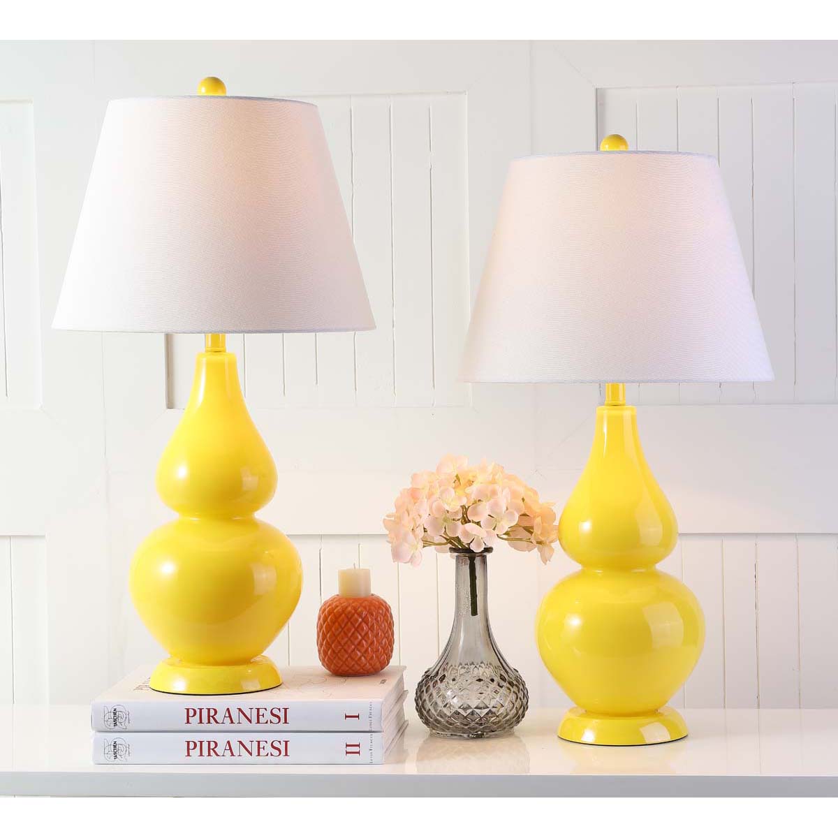 Safavieh Cybil 26 Inch H Double Gourd Lamp , LIT4088 - Yellow (Set of 2)