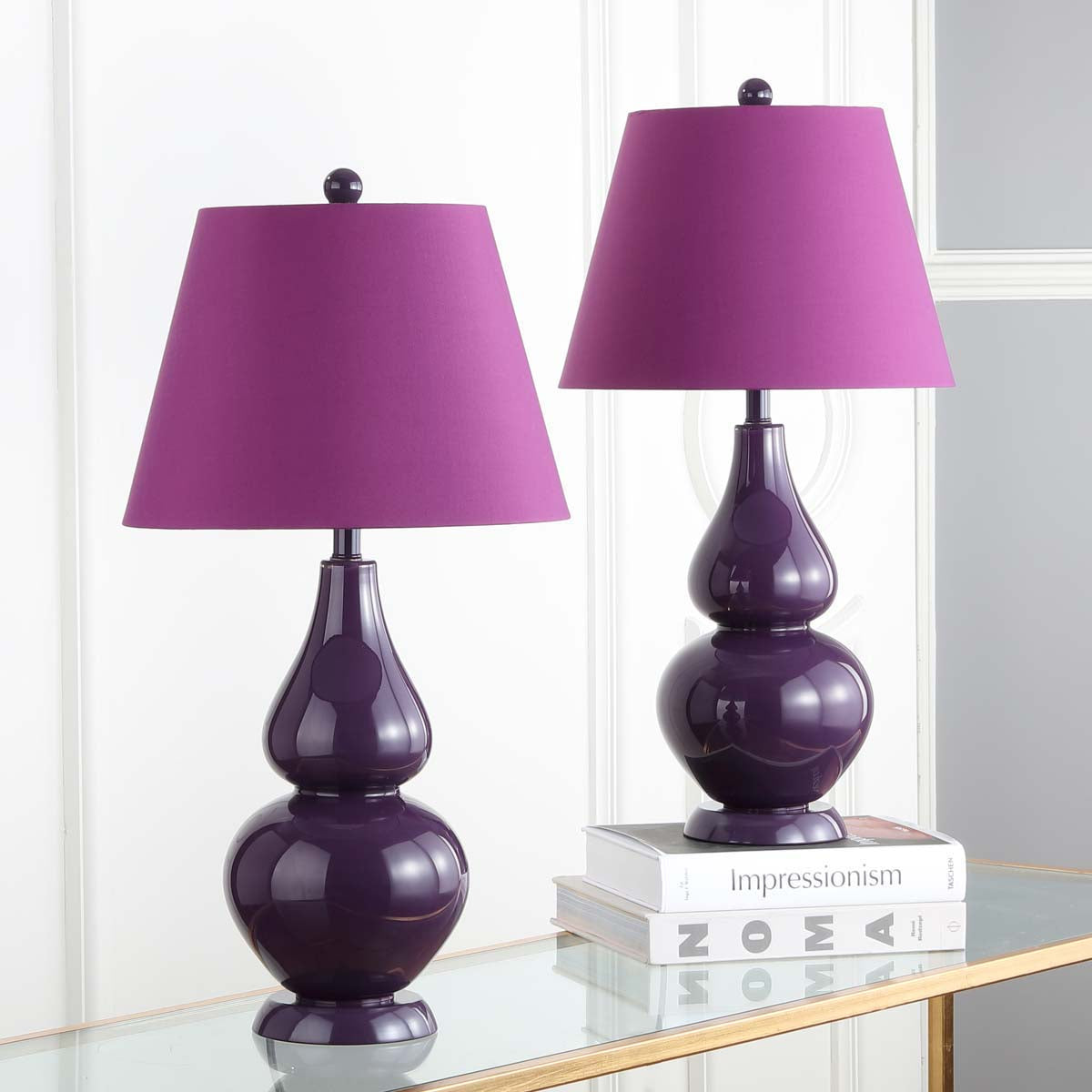 Safavieh Cybil 26 Inch H Double Gourd Lamp , LIT4088 - Dark Purple (Set of 2)