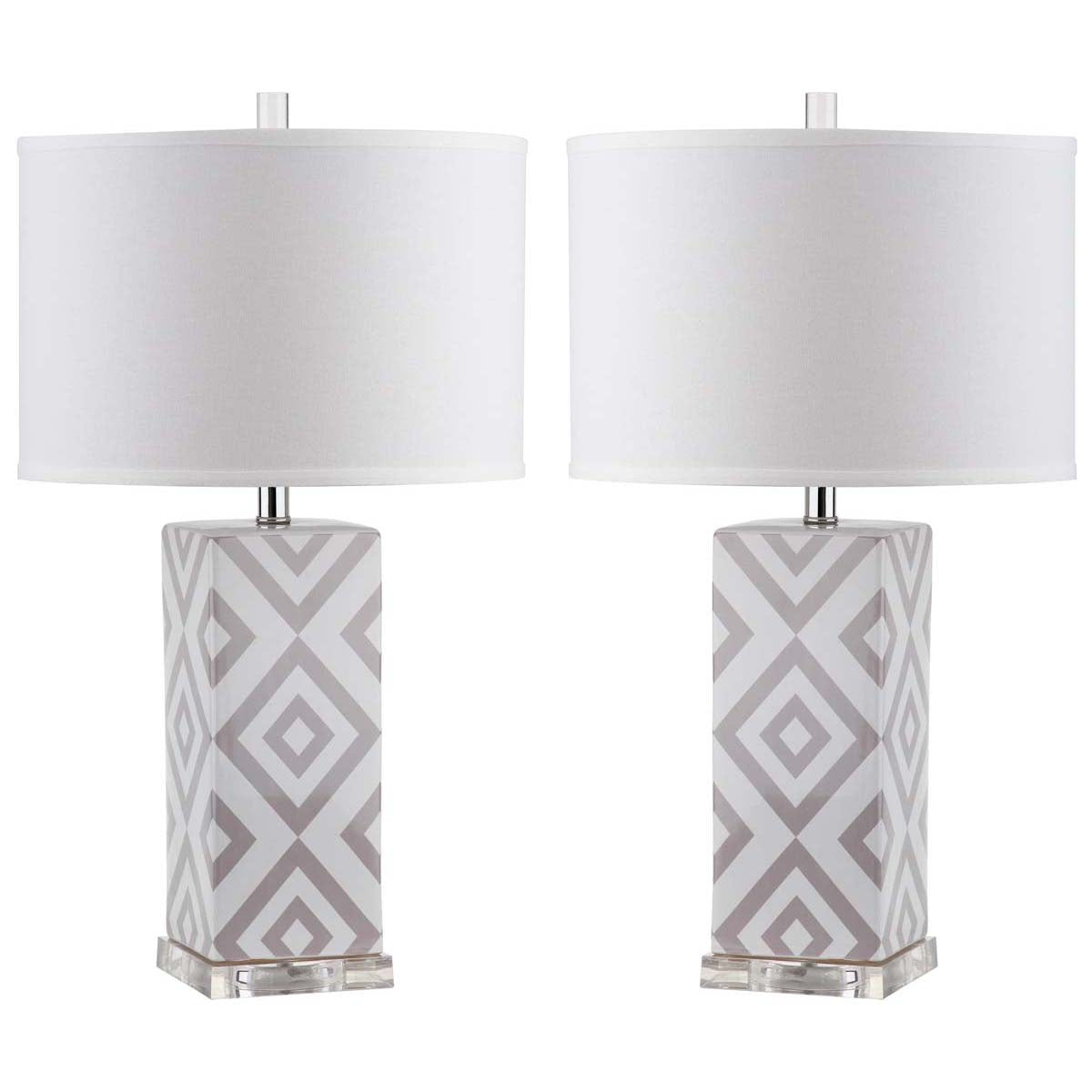 Safavieh Diamonds 27 Inch H Table Lamp, LIT4135 - Grey (Set of 2)