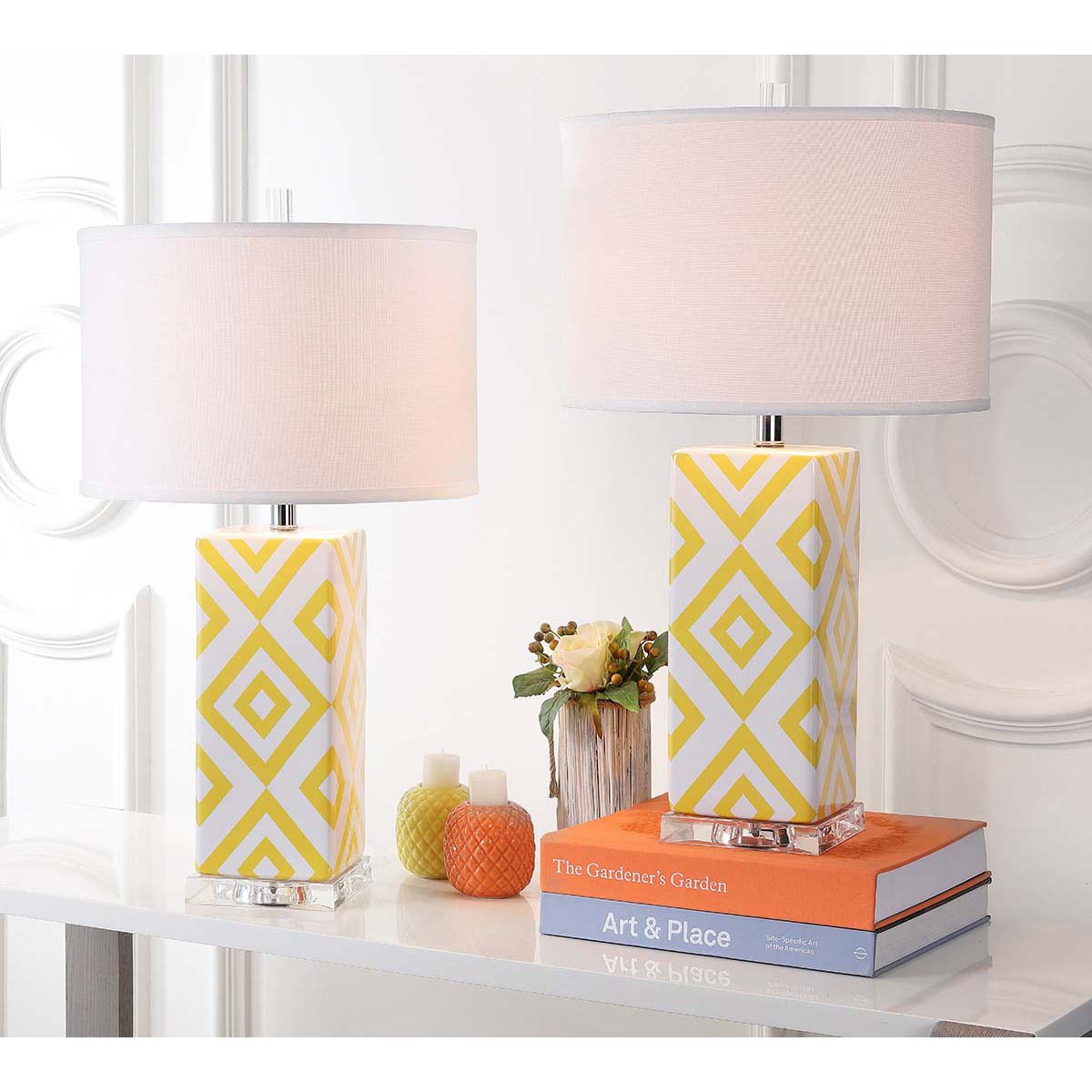 Safavieh Diamonds 27 Inch H Table Lamp, LIT4135 - Yellow (Set of 2)