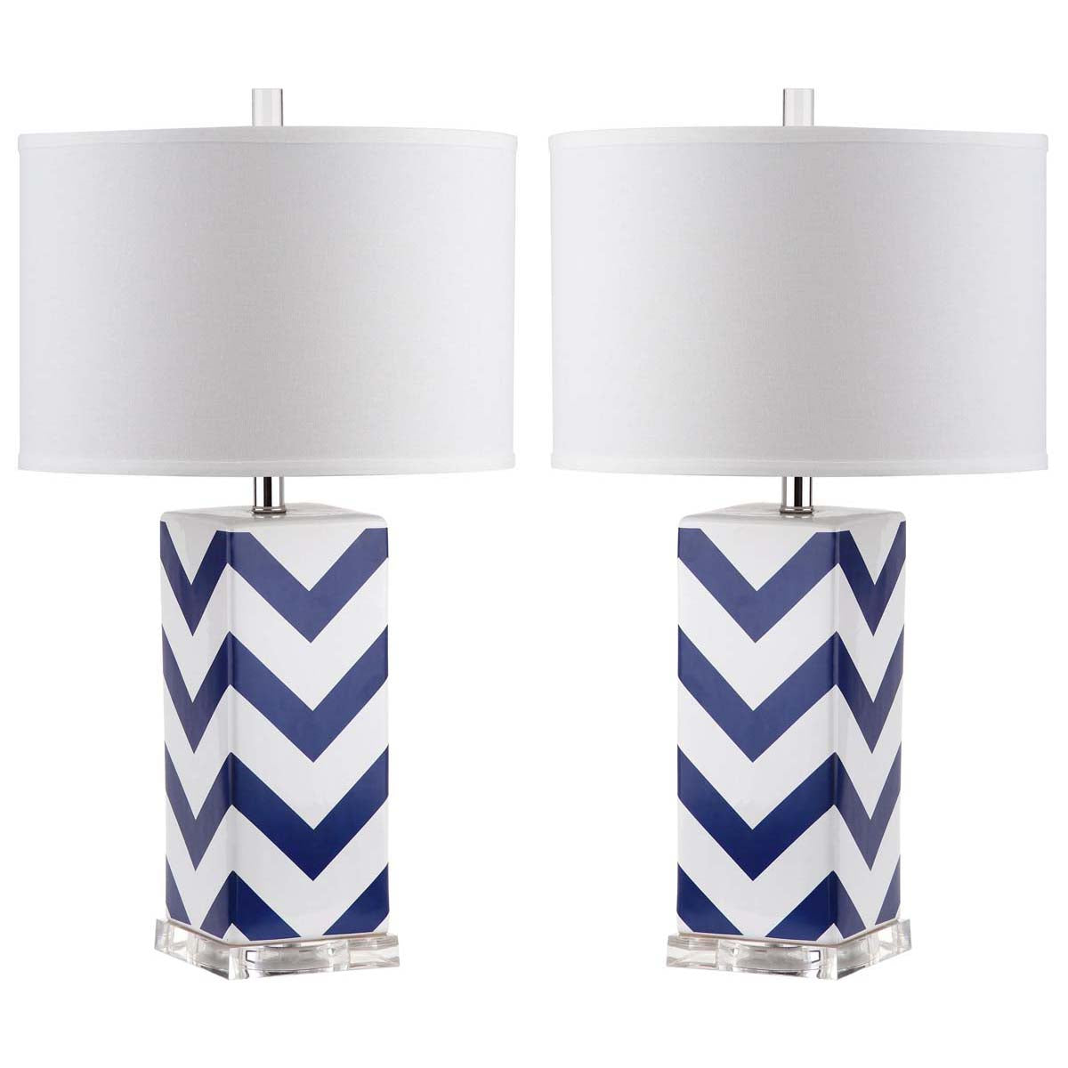 Safavieh Chevron 27 Inch H Stripe Table Lamp, LIT4136 - Navy (Set of 2)