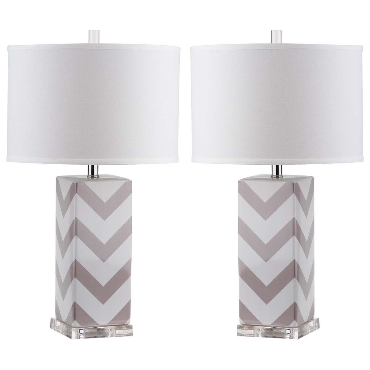 Safavieh Chevron 27 Inch H Stripe Table Lamp, LIT4136 - Grey (Set of 2)