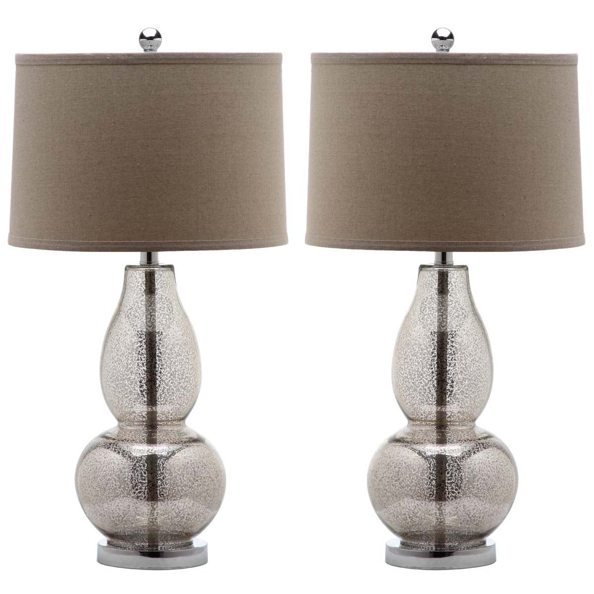 Mercurio 28.5 Inch H Double Gourd Lamp (Set of 2) | Safavieh - LIT4155 - Ivory/Silver