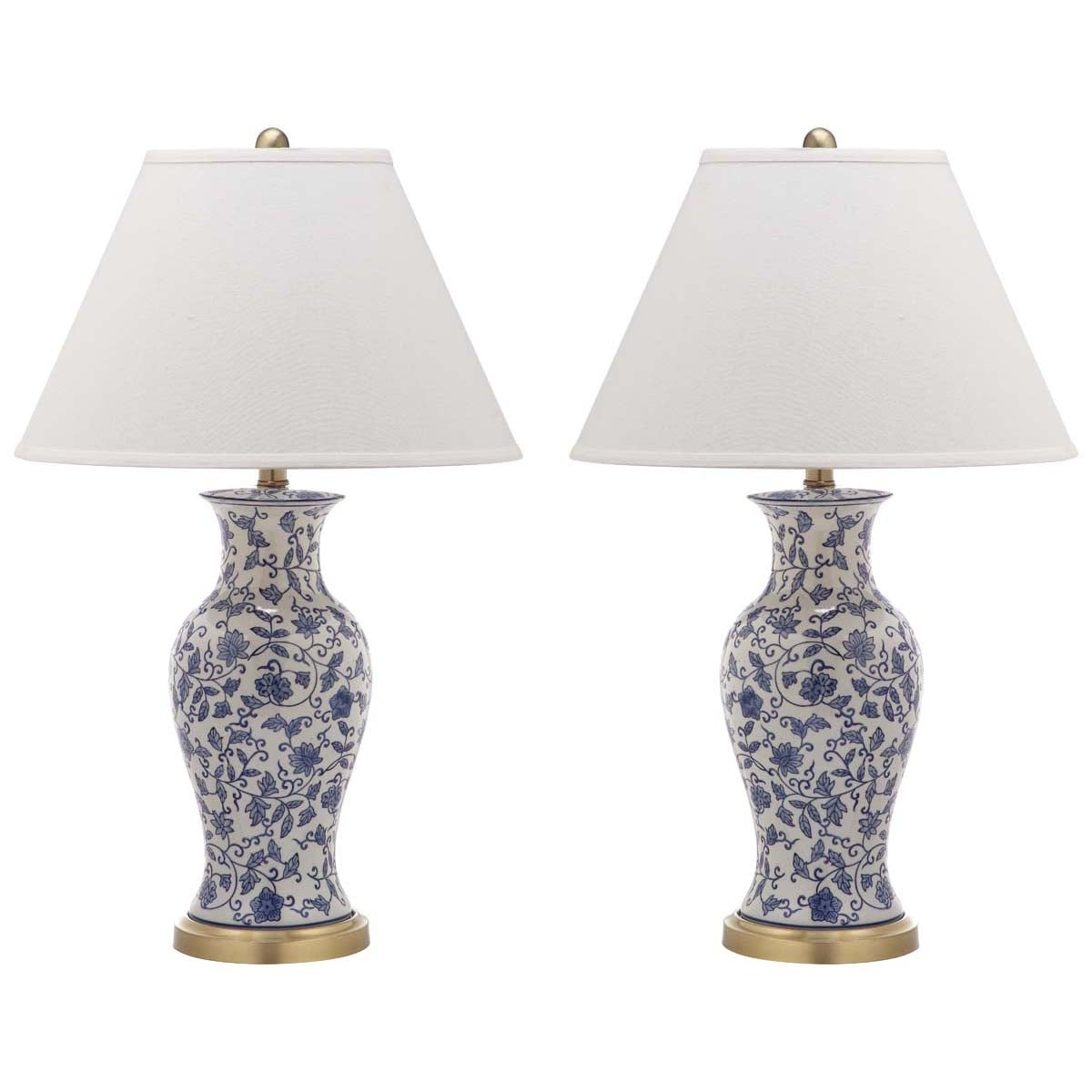 Safavieh Beijing 29 Inch H Floral Urn Lamp, LIT4172 - Blue/White (Set of 2)