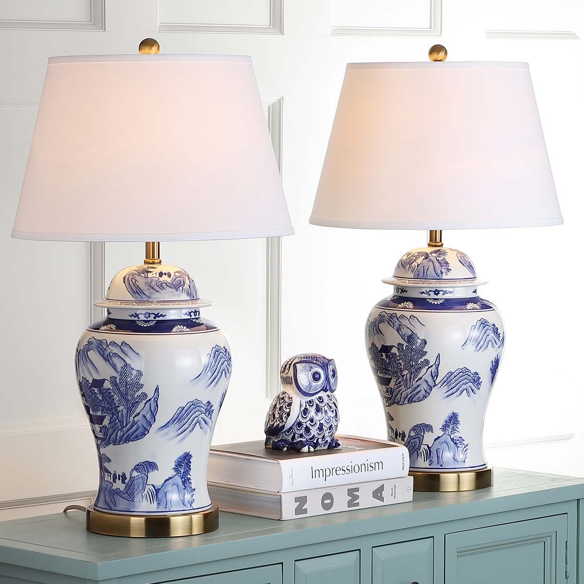 Safavieh Shanghai 29.5 Inch H Ginger Jar, LIT4173 - Blue/White (Set of 2)