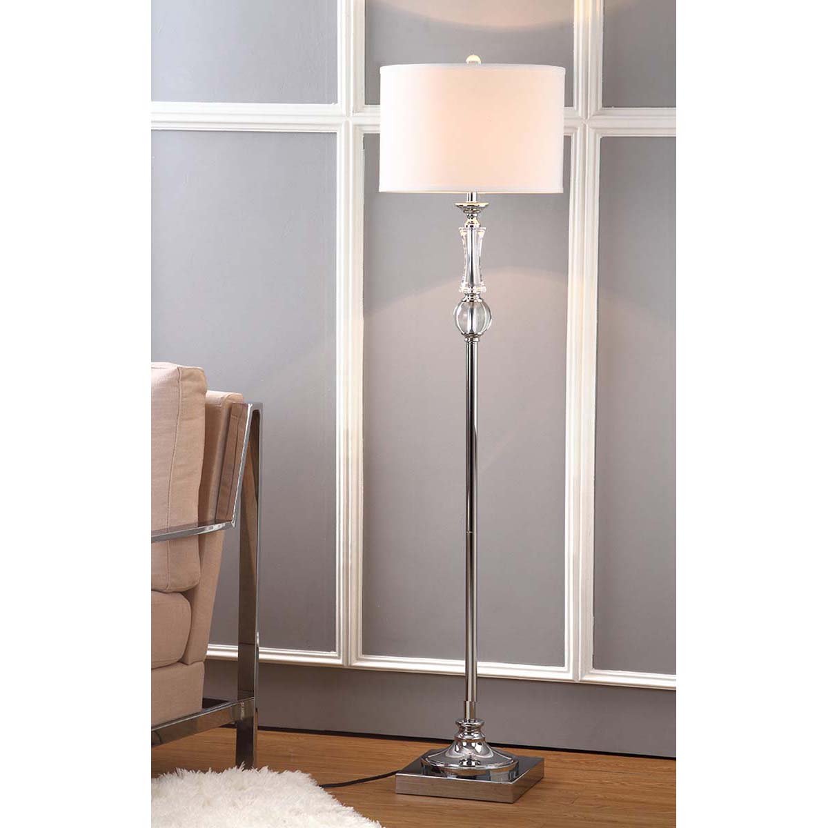 Safavieh Canterbury 60 Inch H Floor Lamp, LIT4182 - Clear/Chrome