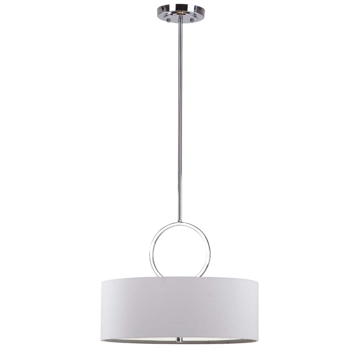 Safavieh Debonair 3 Light Chrome Ring 18 Inch Dia Drum Adjustable Pendant , LIT4212 - Chrome