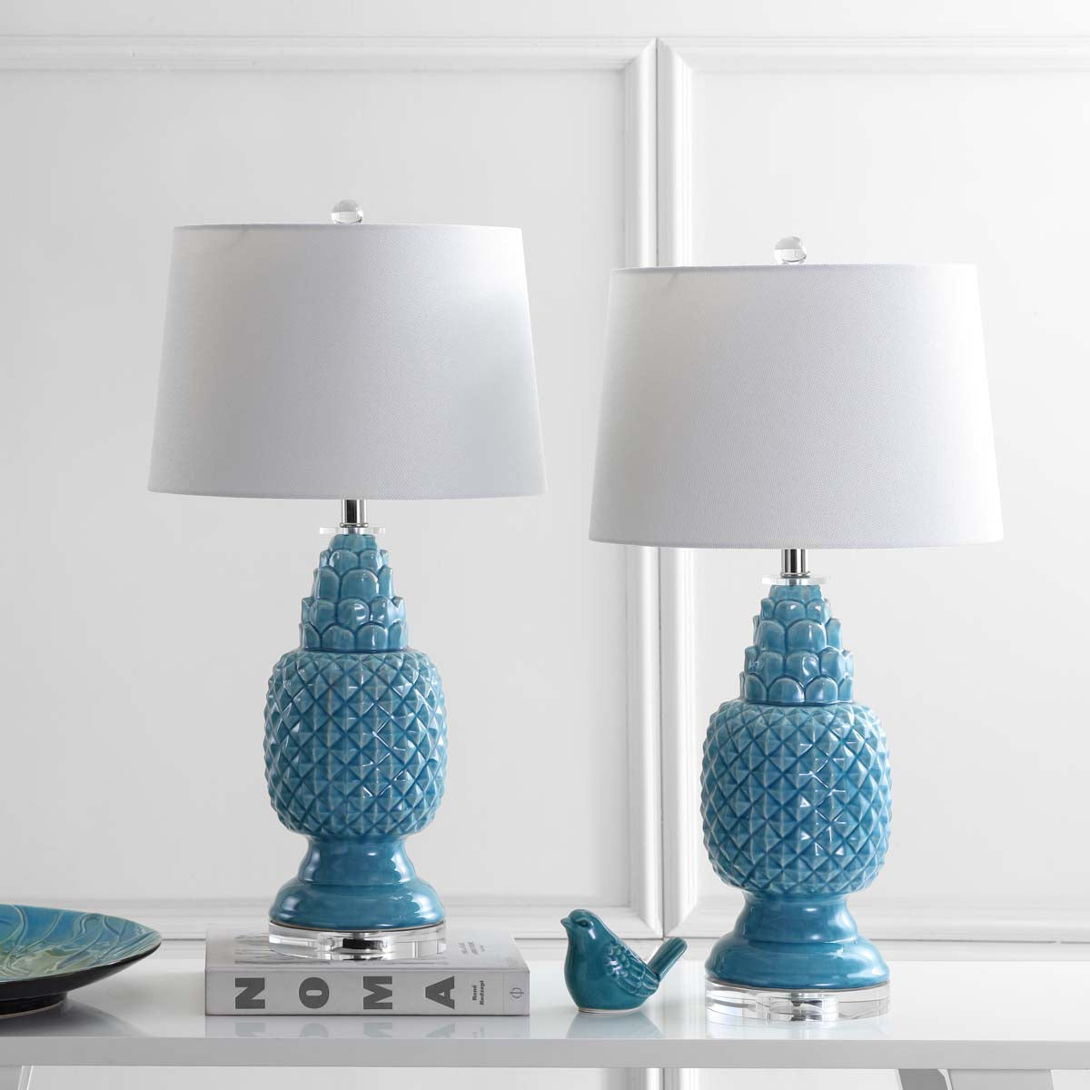 Safavieh Blakely 28 Inch H Teal Table Lamp, LIT4246 - Blue (Set of 2)