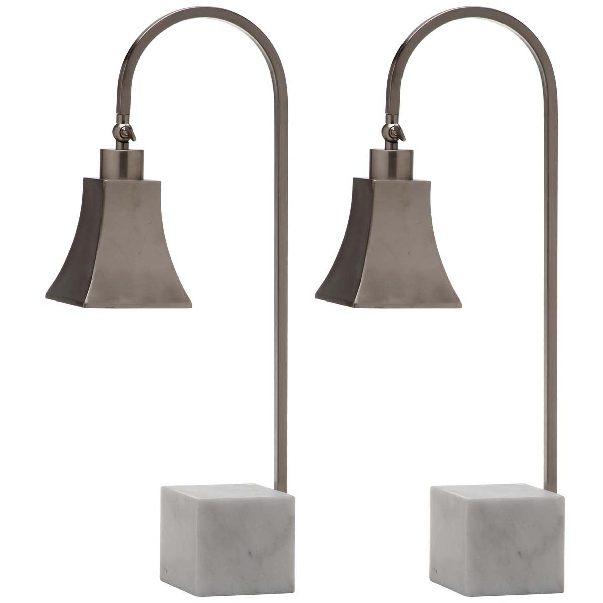 Safavieh Charley 26 Inch H Desk Lamp, LIT4278 - Nickel/White Marble (Set of 2)