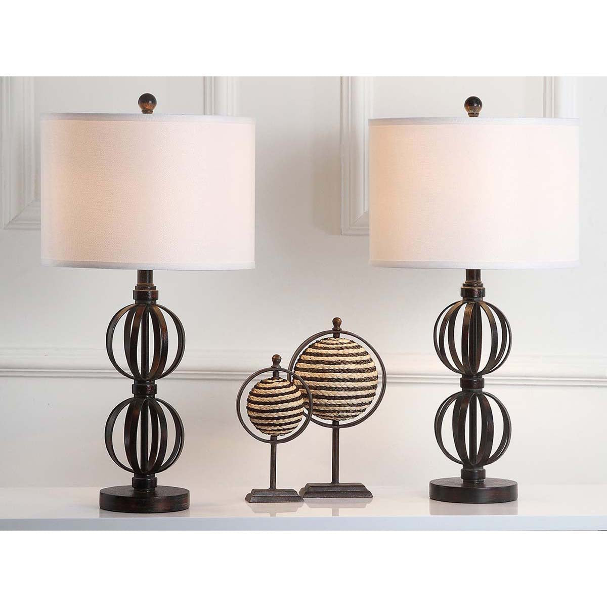 Safavieh Calista 27.75 Inch H Double Sphere Table Lamp, LIT4313 - Oil Rubbed Bronze (Set of 2)