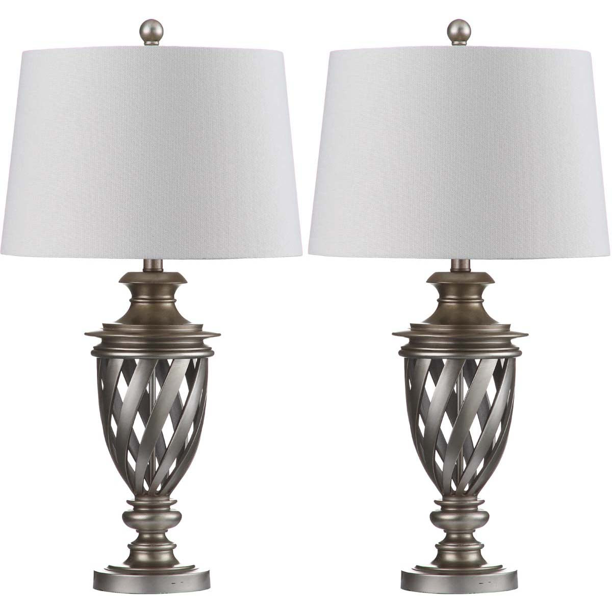 Safavieh Byron 28.5 Inch H Urn Table Lamp, LIT4322 - Antique Silver (Set of 2)