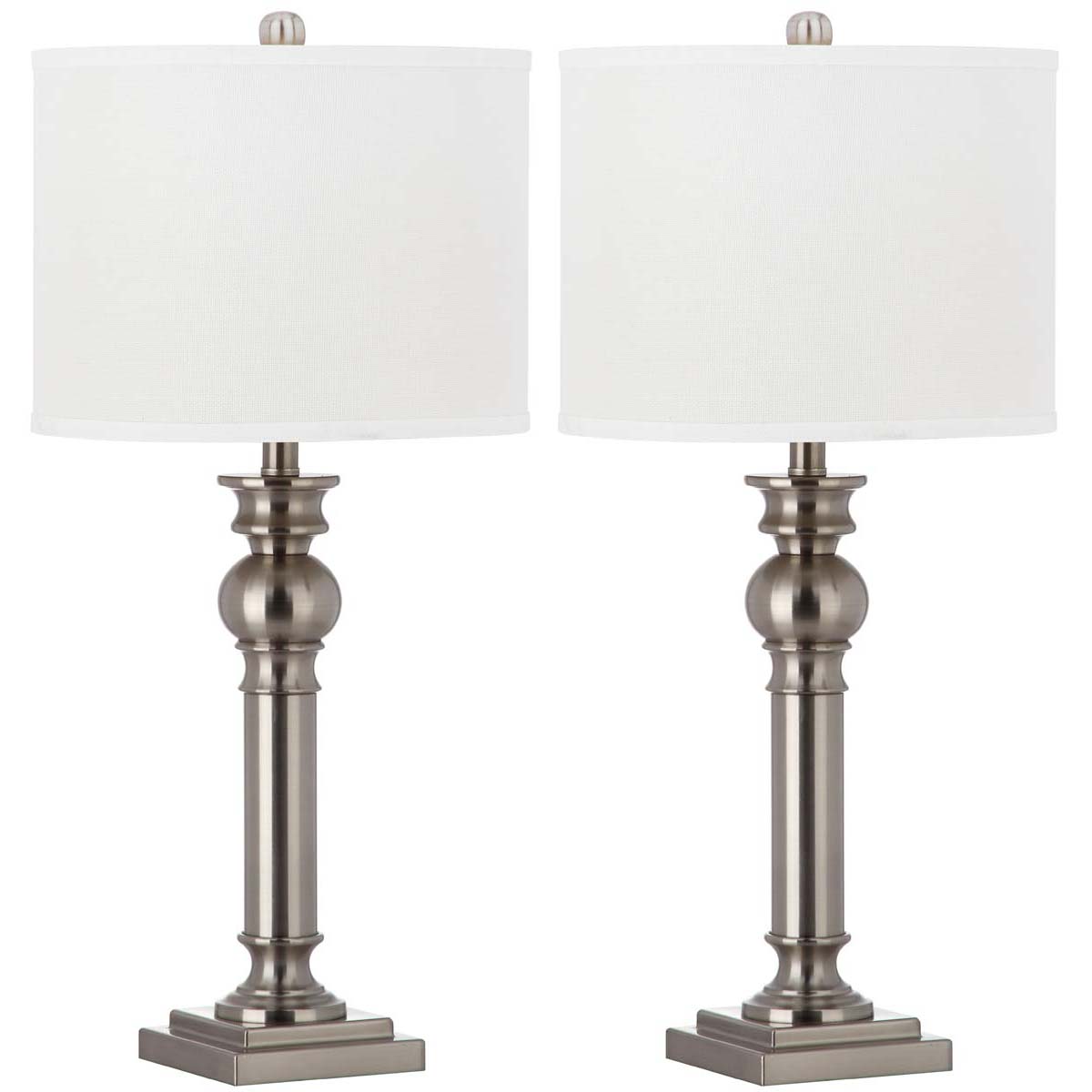 Safavieh Argos 28.25 Inch H Column Table Lamp, LIT4323 - Nickel (Set of 2)