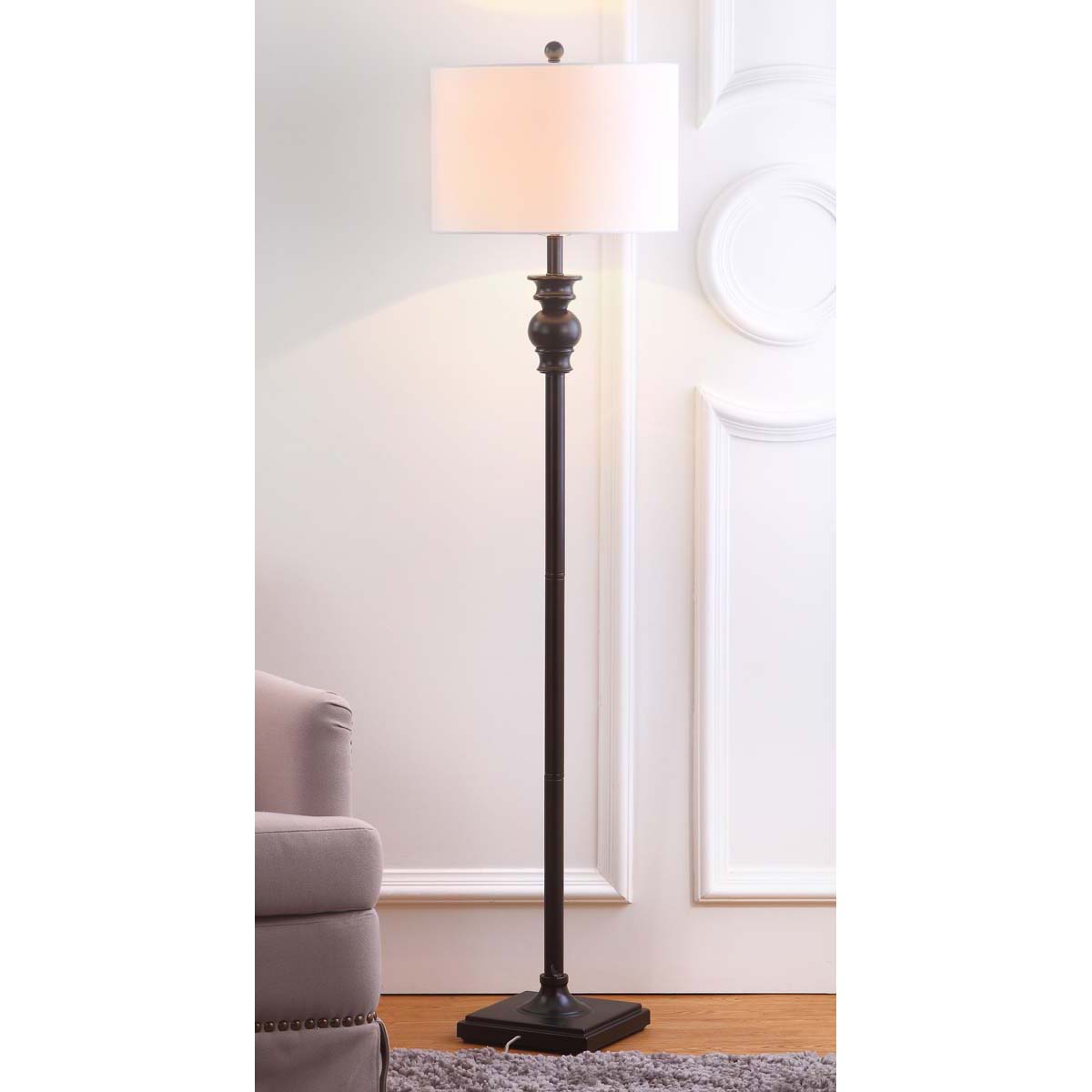 Safavieh Alphie 61 Inch H Floor Lamp, LIT4344 - Ebony