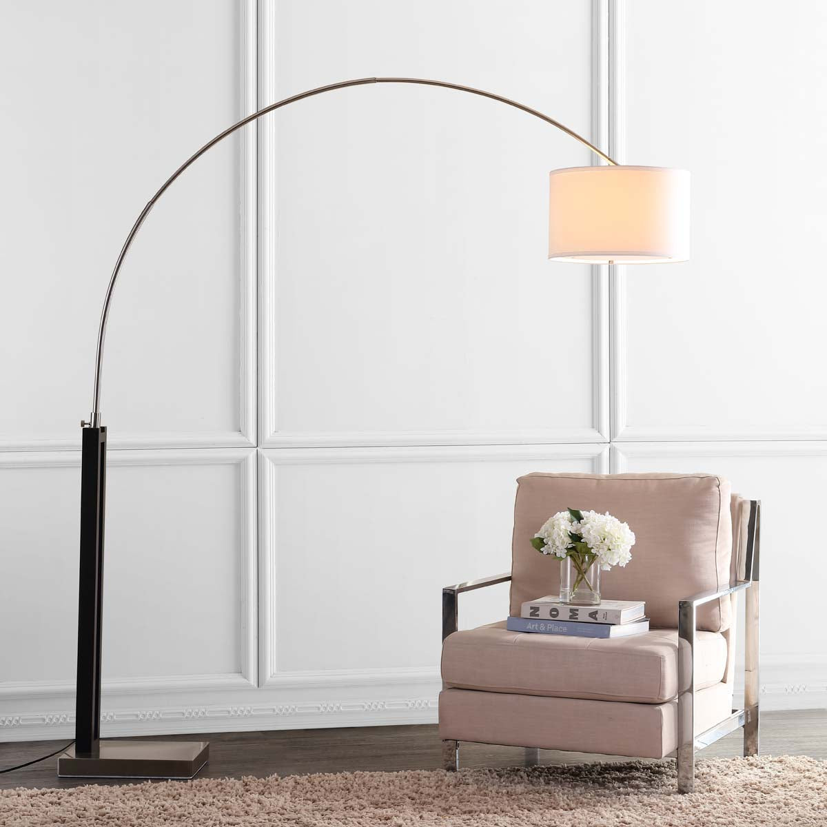 Safavieh Cosmos 83 Inch H Arc Floor Lamp, LIT4350 - Black/Nickel