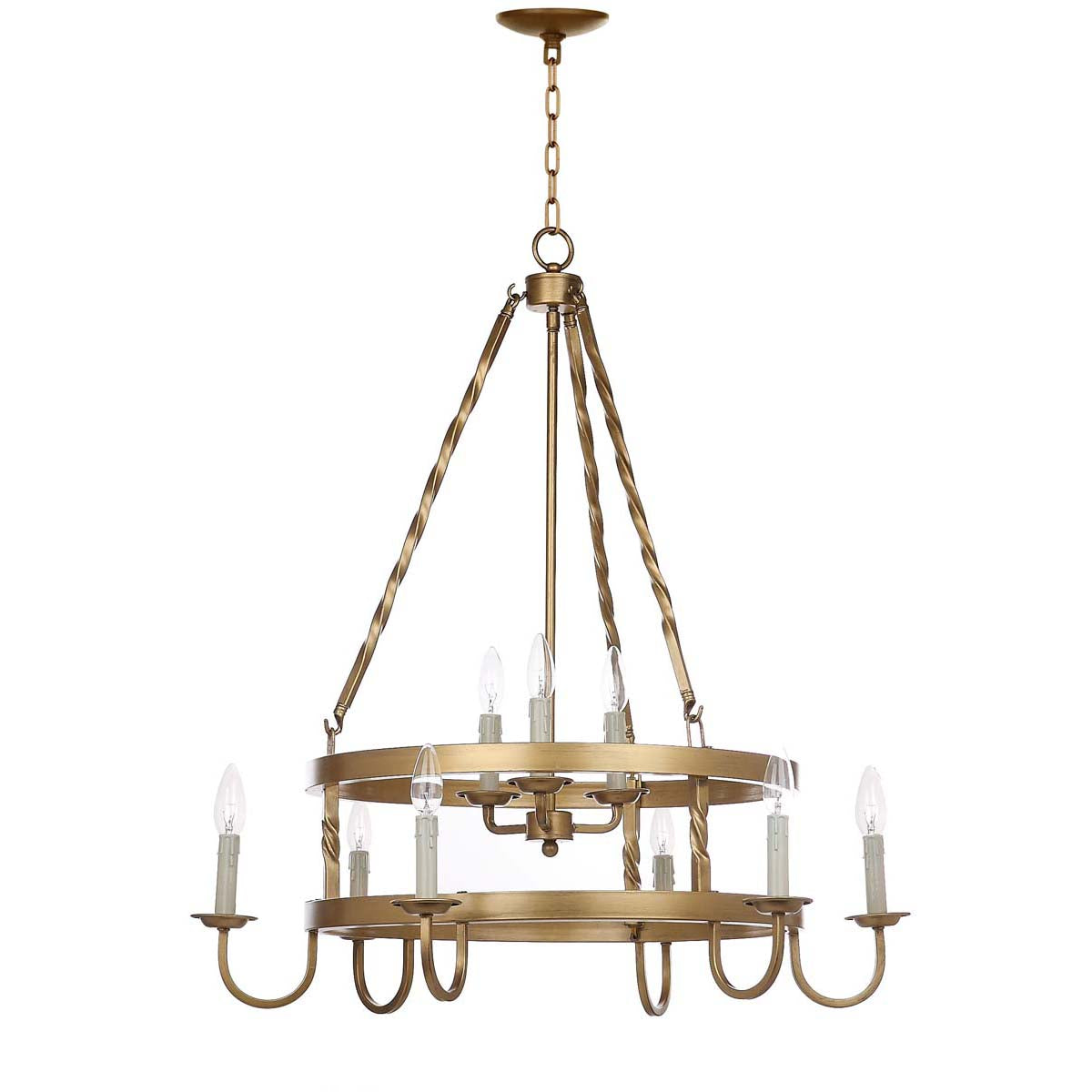 Safavieh Crowley 31 Inch Dia Adjustable Chandelier, LIT4385 - Gold