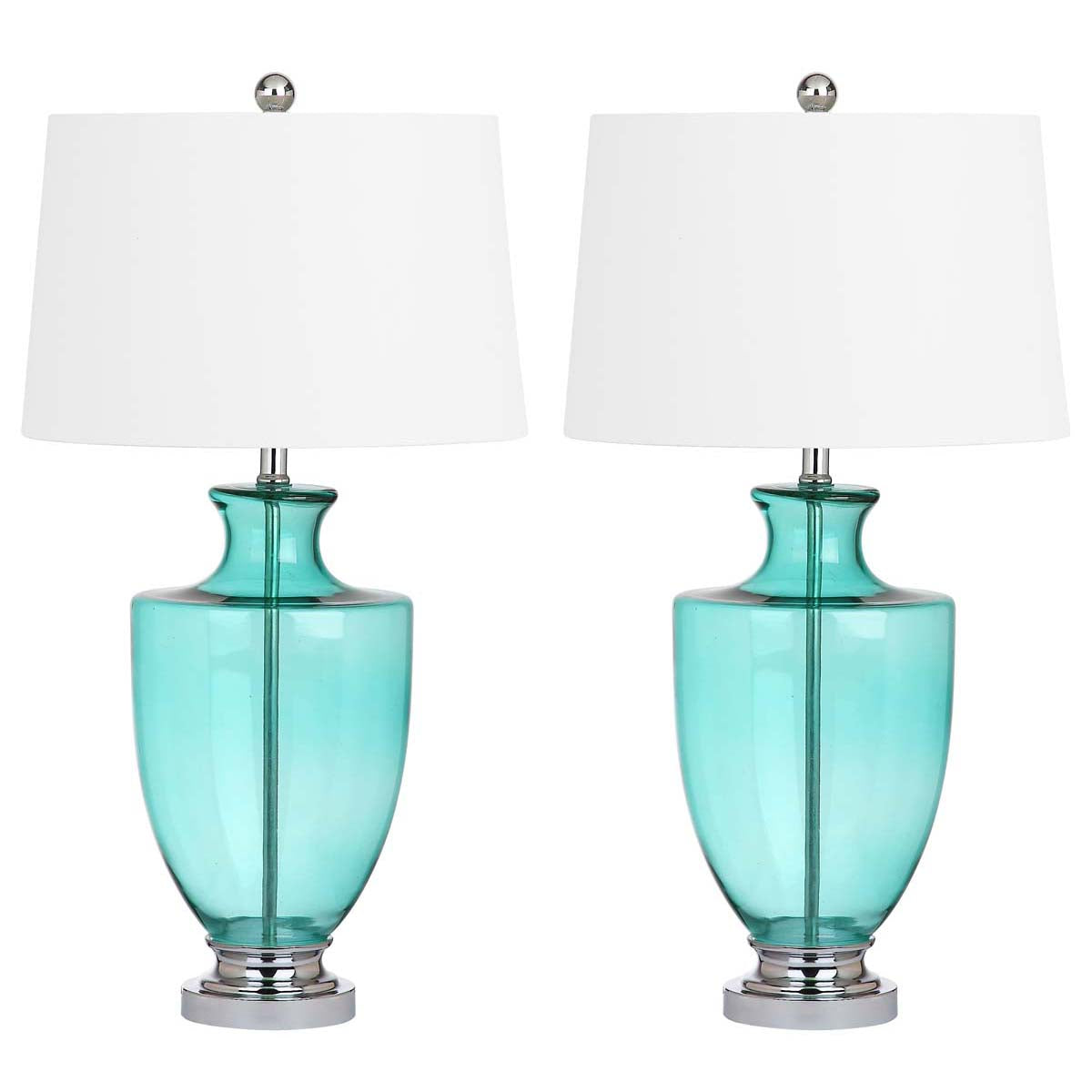 Safavieh Desiree 30 Inch H Glass Table Lamp, LIT4407 - Green (Set of 2)