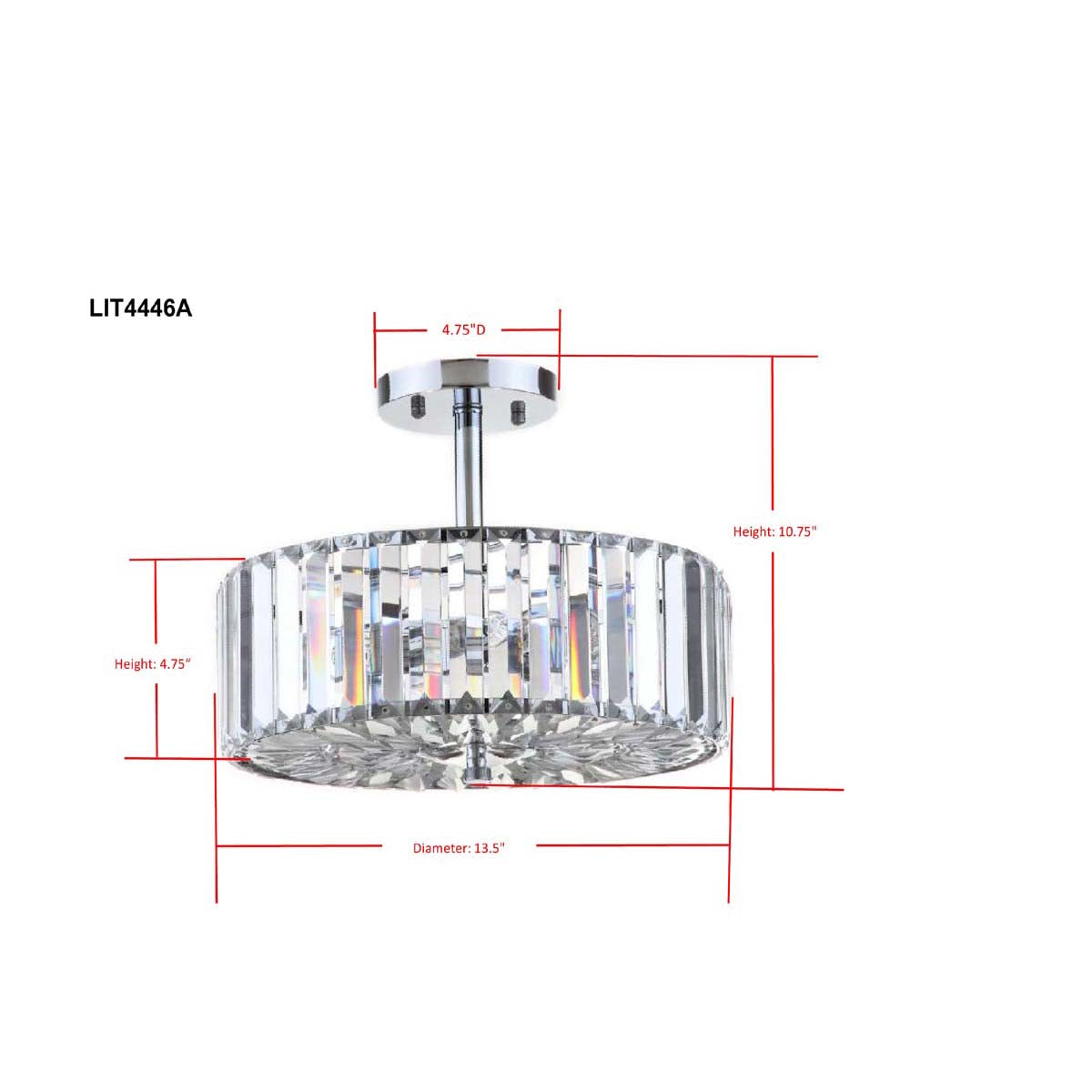 Safavieh Ariel 3 Light Chrome 13.5 Inch Dia Ceiling Light, LIT4446 - Chrome/Clear