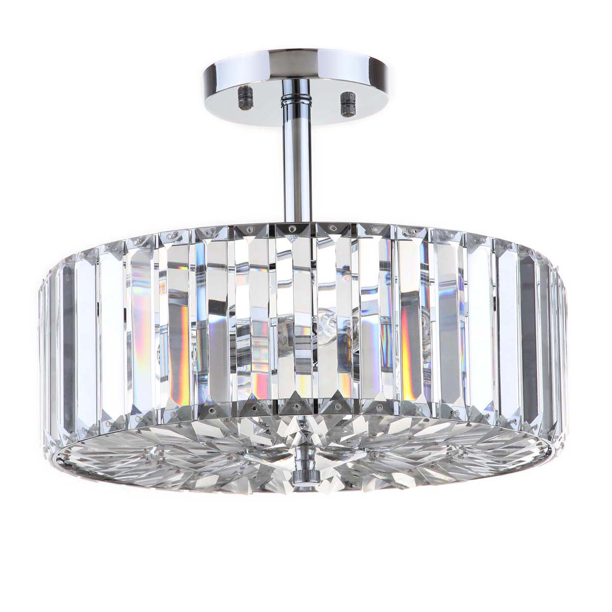 Safavieh Ariel 3 Light Chrome 13.5 Inch Dia Ceiling Light, LIT4446 - Chrome/Clear