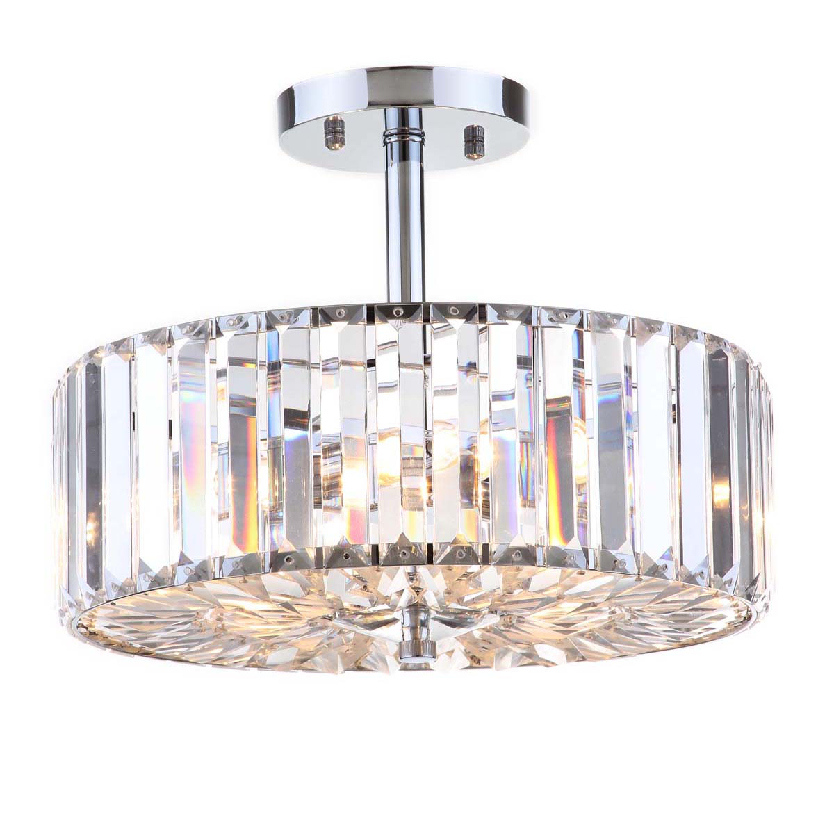 Safavieh Ariel 3 Light Chrome 13.5 Inch Dia Ceiling Light, LIT4446 - Chrome/Clear