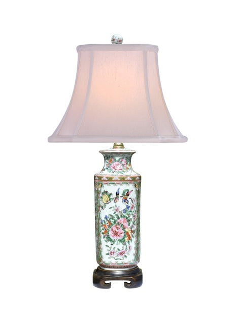 PORCELAIN ROSE MEDALLION CANTON VASE LAMP