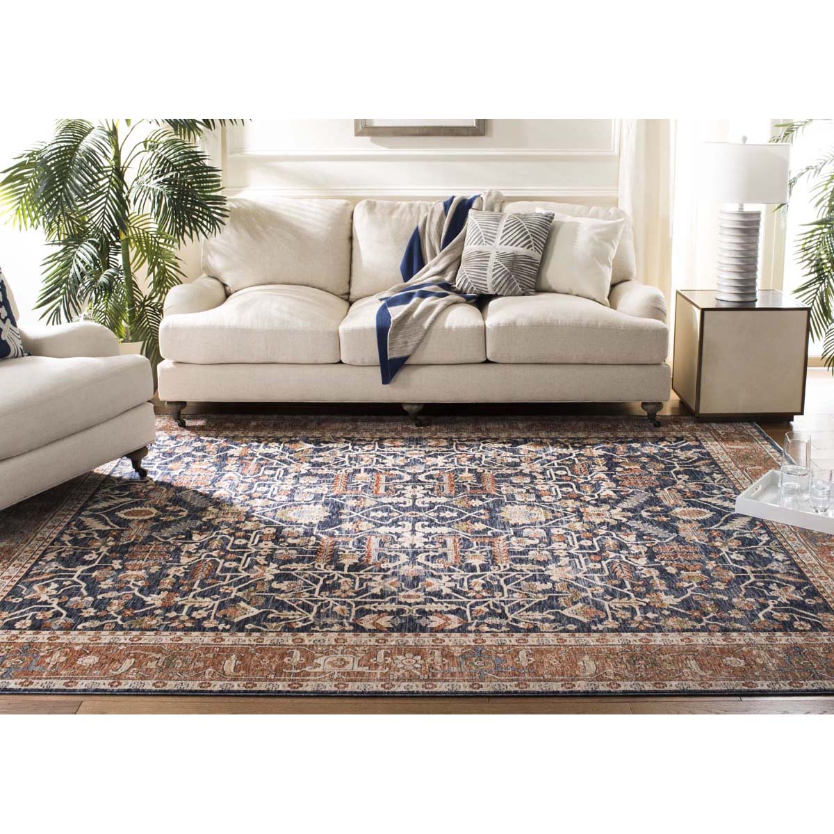 Darcy Rug | Lauren Ralph Lauren - LRL1340 - Navy / Beige