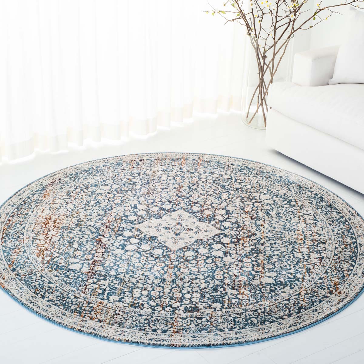 Fleur Rug | Lauren Ralph Lauren - LRL1355 - Ivory / Blue