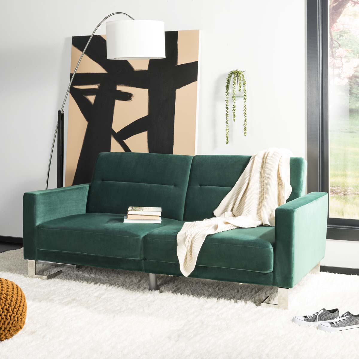 Safavieh Tribeca Foldable Sofa Bed , LVS2001 - Emerald / Steel