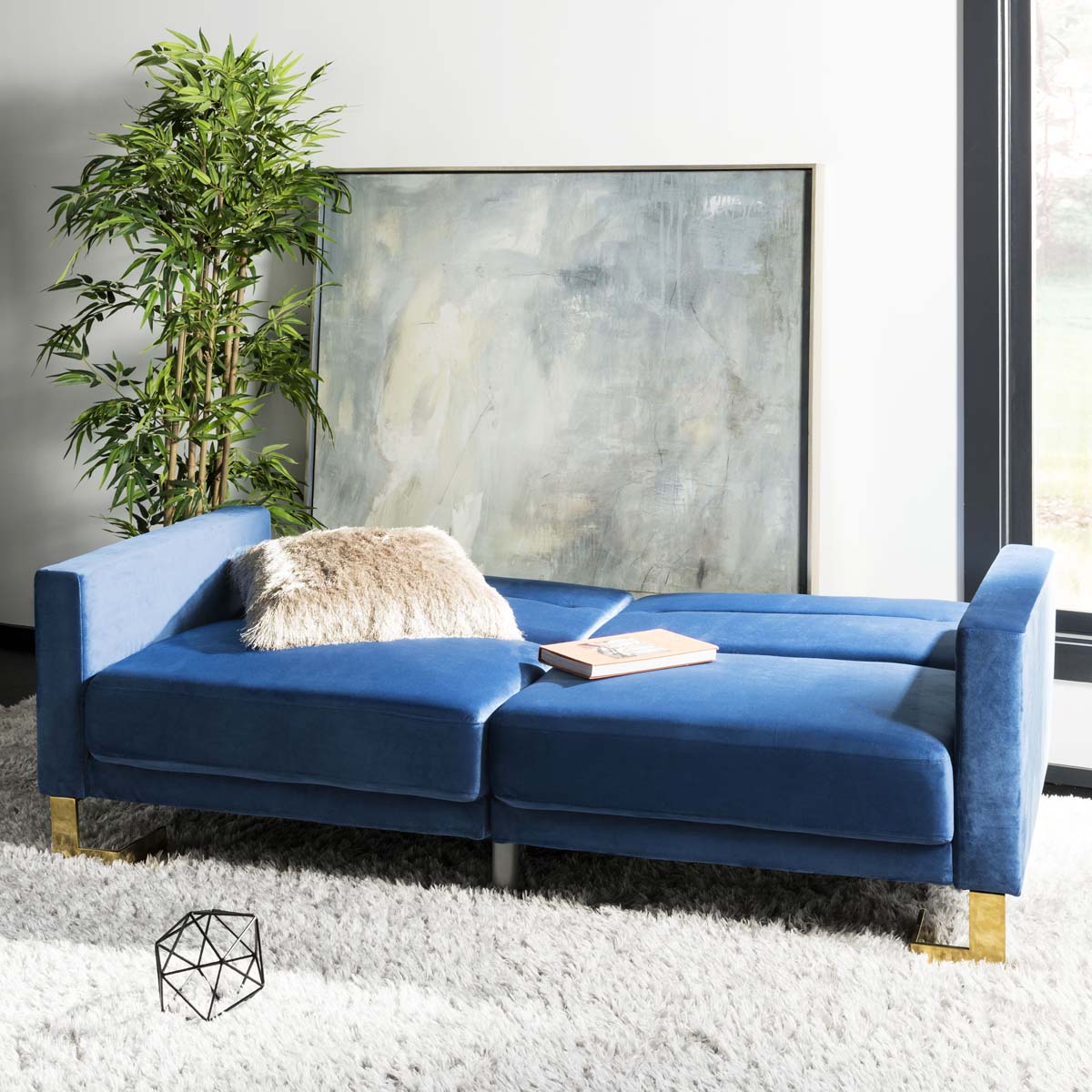 Safavieh Tribeca Foldable Sofa Bed , LVS2001 - Navy / Brass