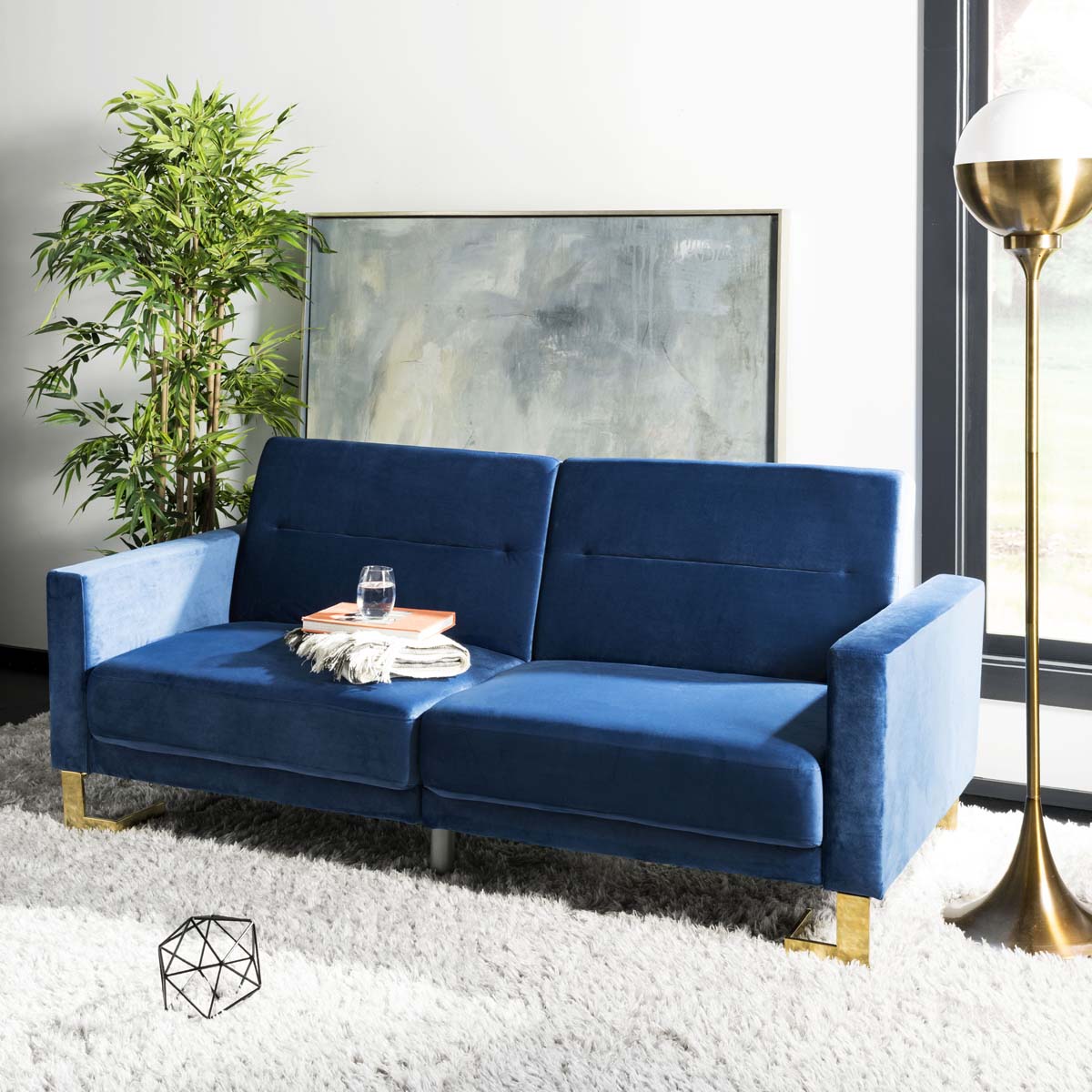 Safavieh Tribeca Foldable Sofa Bed , LVS2001 - Navy / Brass