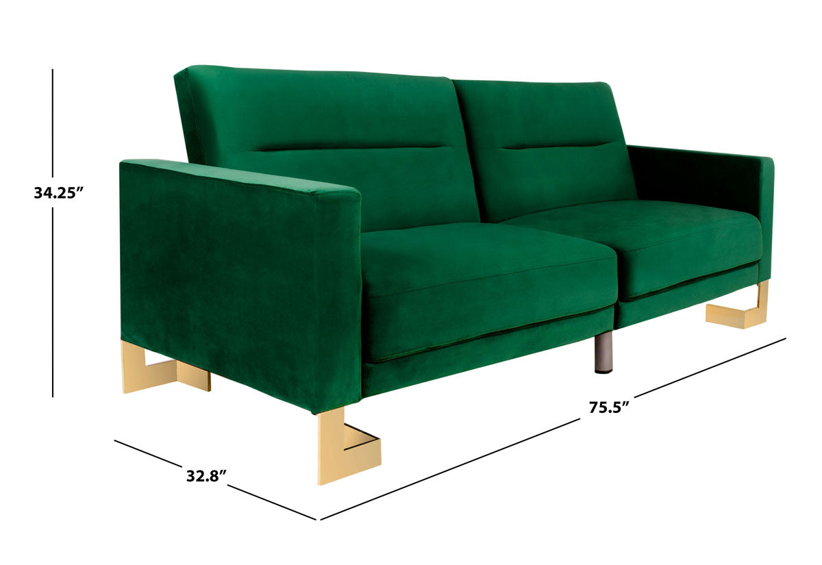 Safavieh Tribeca Foldable Sofa Bed , LVS2001 - Emerald Green / Brass